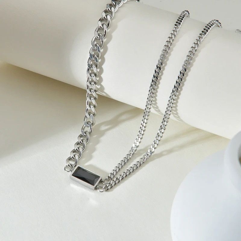 Jewelry Shine Silver Chain Goth God Pendant Necklace Stone Rave Size ONE SIZE - 1 Thumbnail