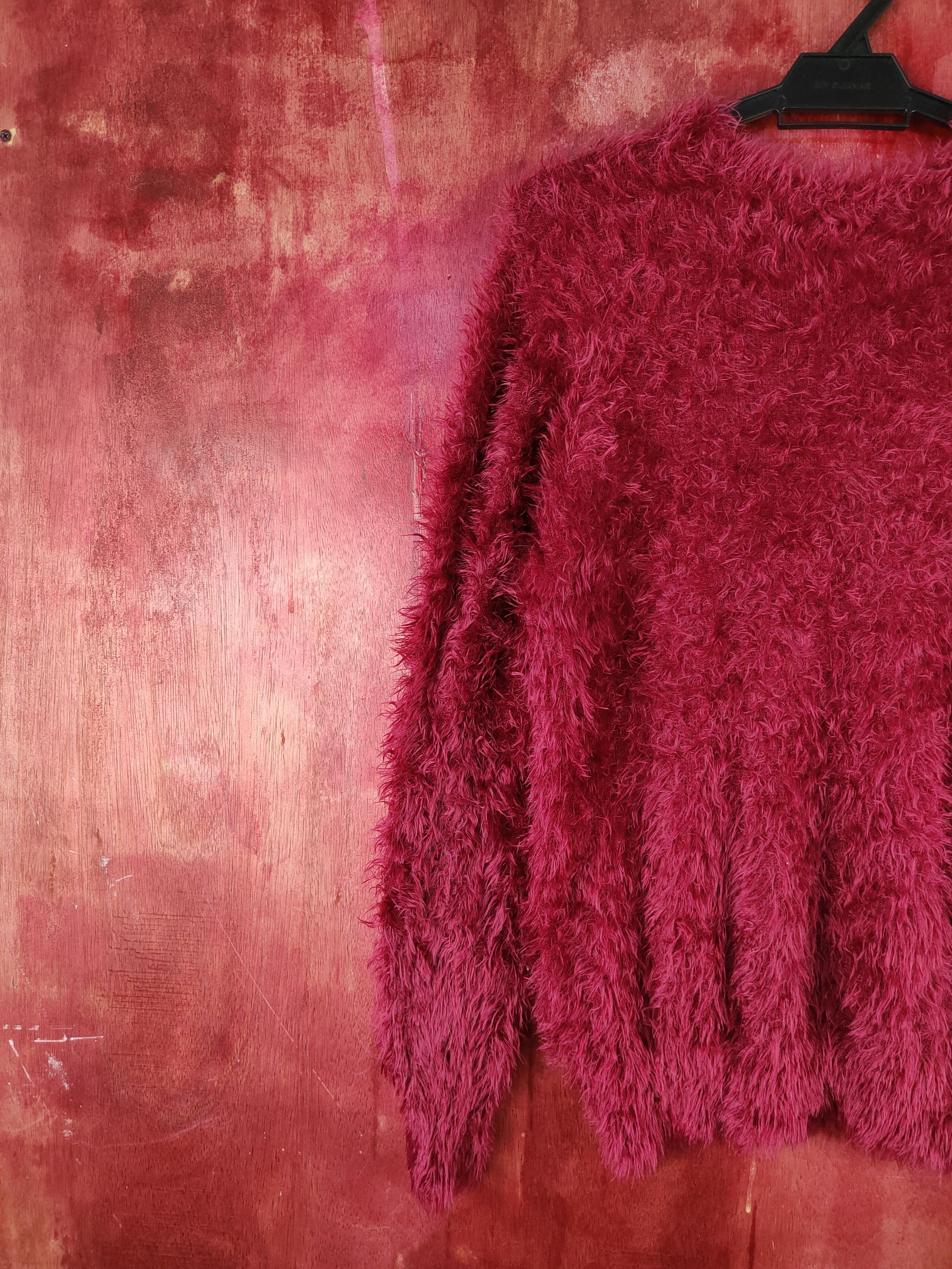 Aran Isles Knitwear Vivian Blue Maroon Shag Shaggy Fur Mohair Knitwear #S2086 Size US M / EU 48-50 / 2 - 8 Thumbnail