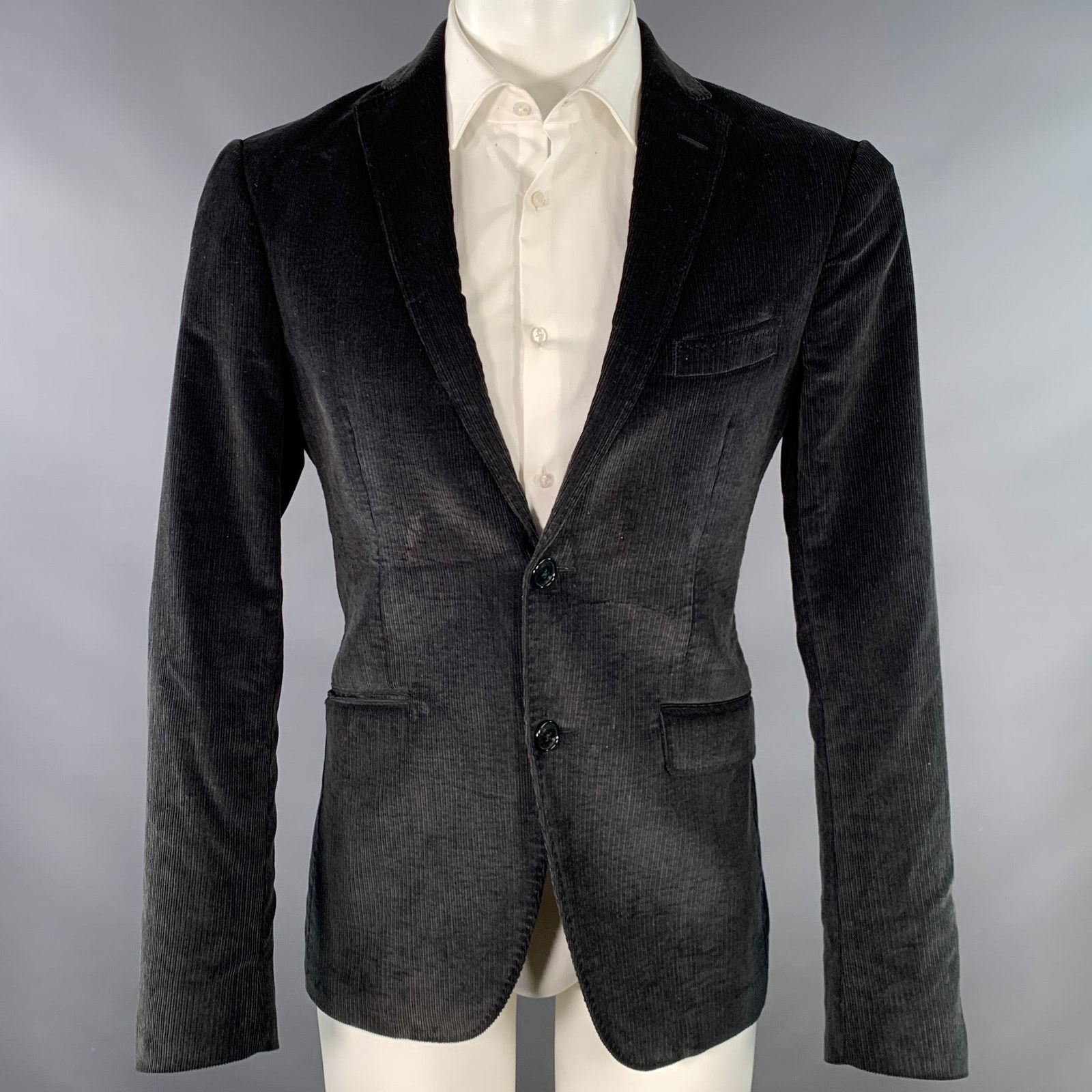 Etro Size 38 Black Corduroy Cotton Blend Notch Lapel Sport Coat Size 38R - 1 Thumbnail