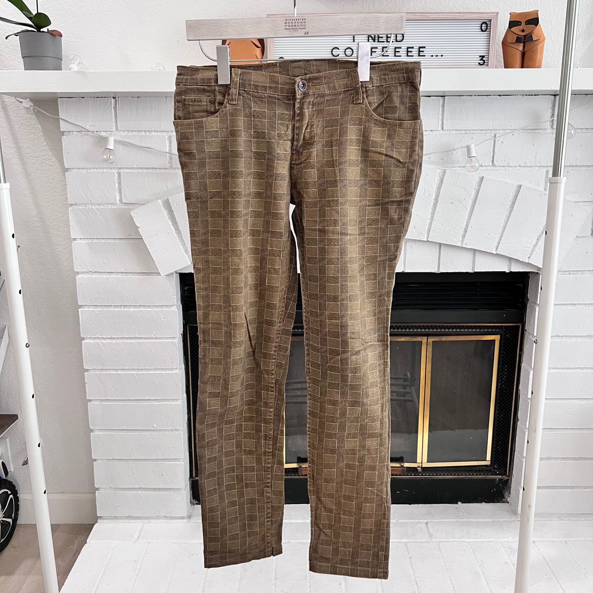 Brown Plaid Stretchy Skinny Denim Pants redo stormtrooper