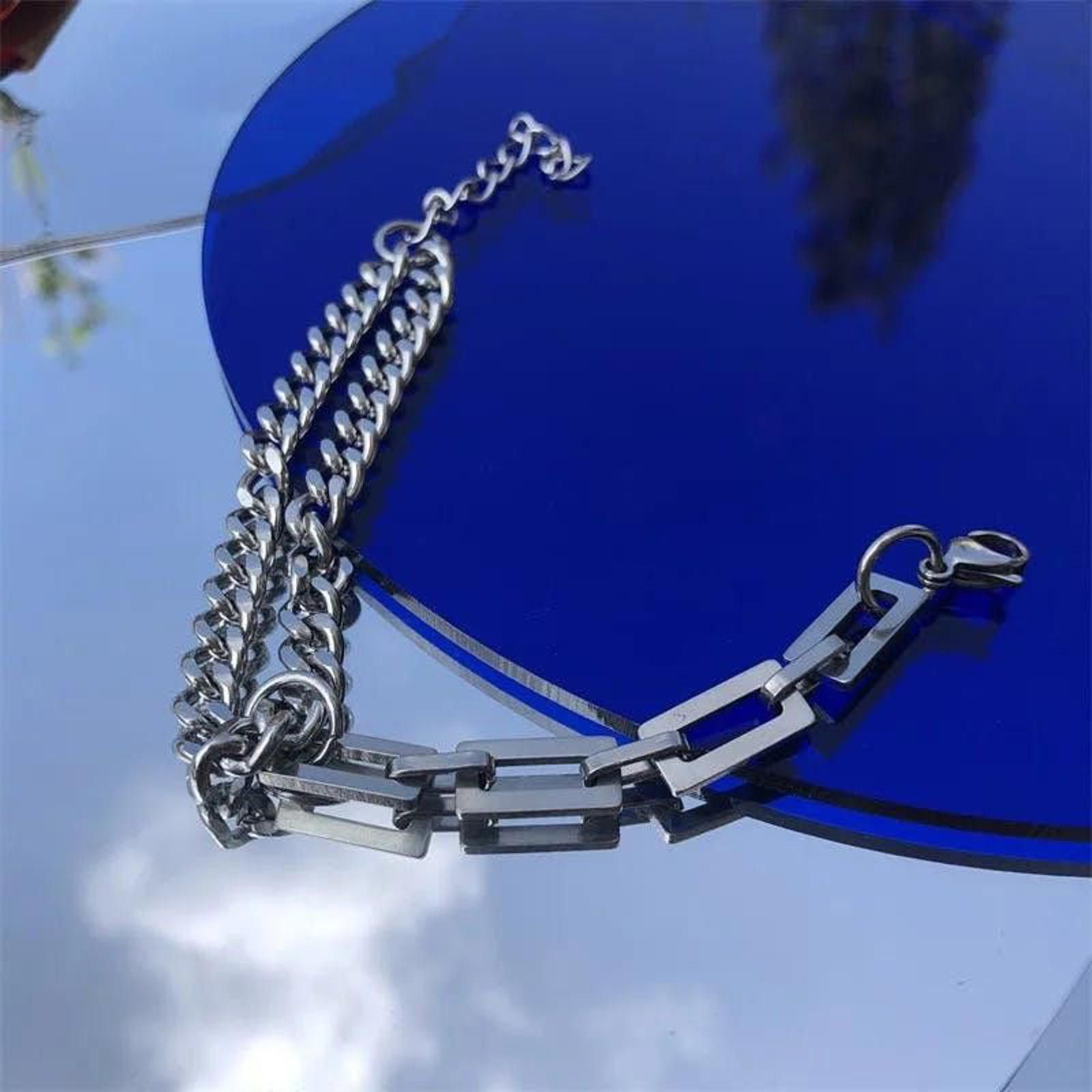Jewelry Layered Stainless Steel Cuba Chain Bracelet Size ONE SIZE - 2 Thumbnail