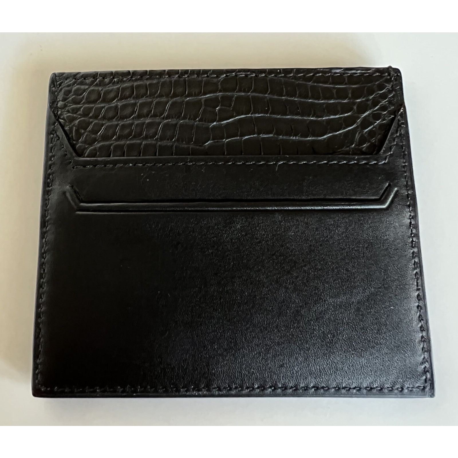 Bottega Veneta Leather & Alligator Card Case Black 581060