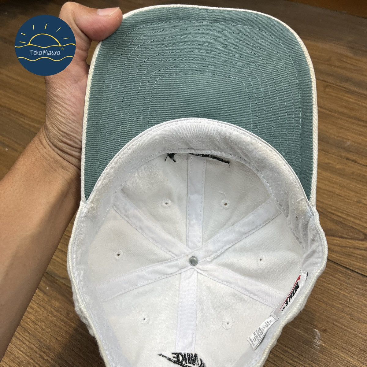 Nike × Vintage Vintage Nike 90’s Embroidered Swoosh Cap Green Visor - White Size ONE SIZE - 2 Thumbnail