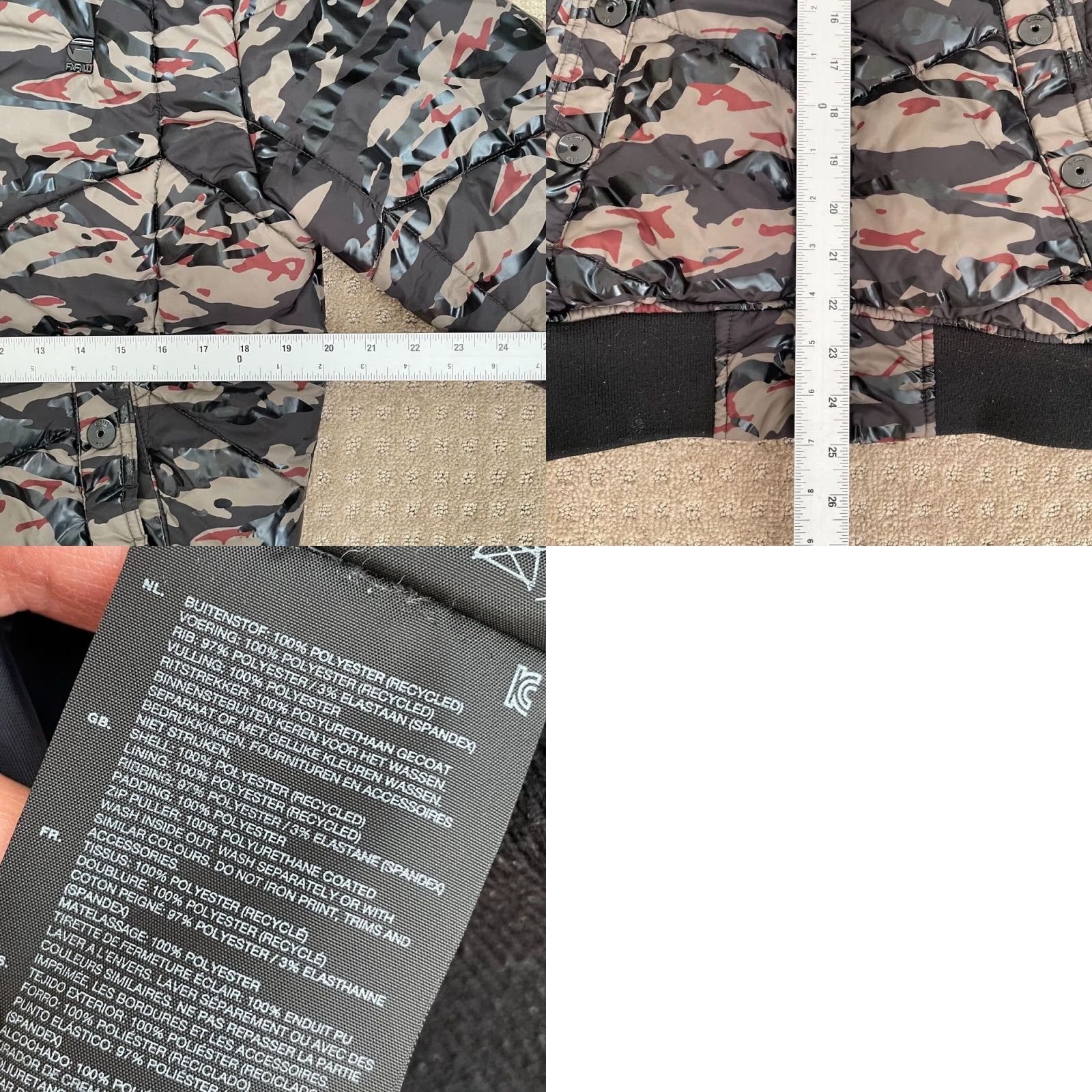 G-Star G Star Whistler Meefic Quilted Bomber Jacket Men XS Camo Full Zip Padded Size US XS / EU 42 / 0 - 8 Thumbnail