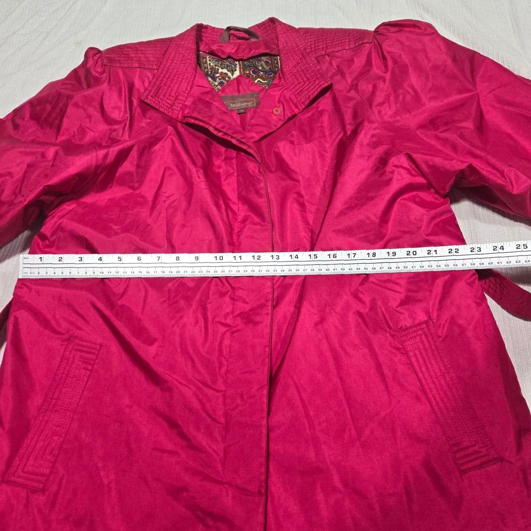Worthington VINTAGE Worthington Coat Trench Coat Overcoat Nylon Pink 14 Women 80s 90s Rainwear Mid-Length, Long Sleeve, Solid, Regular Fit Size XL / US 12-14 / IT 48-50 - 5 Thumbnail