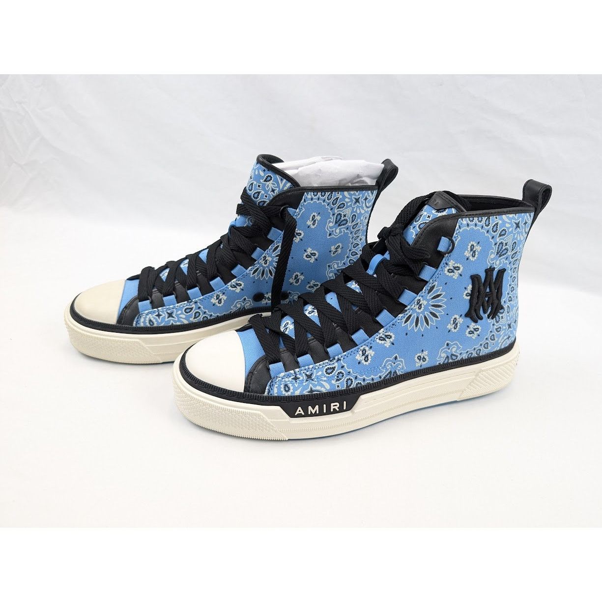Amiri o1rshd1 Q:2 / Bandana Ma Court Hi-Top Sneakers Carolina Blue Size US 13 / EU 46 - 14 Thumbnail
