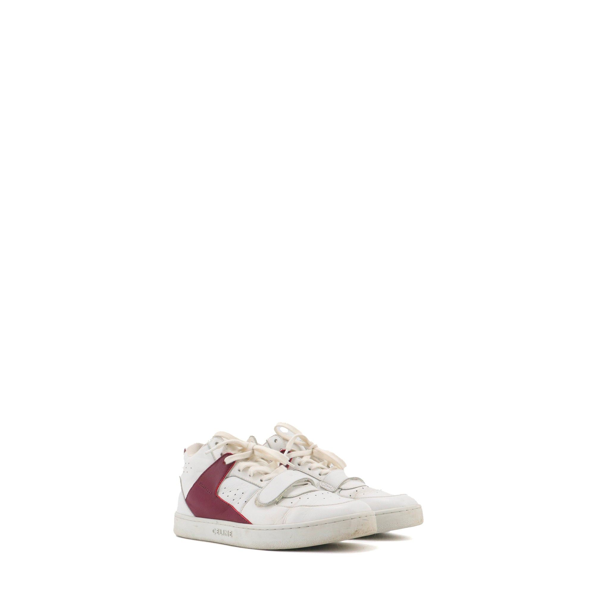 Celine CELINE - Celine CT-02 high-top sneakers in white and red leather (T39) Size US 8 / IT 38 - 1 Thumbnail