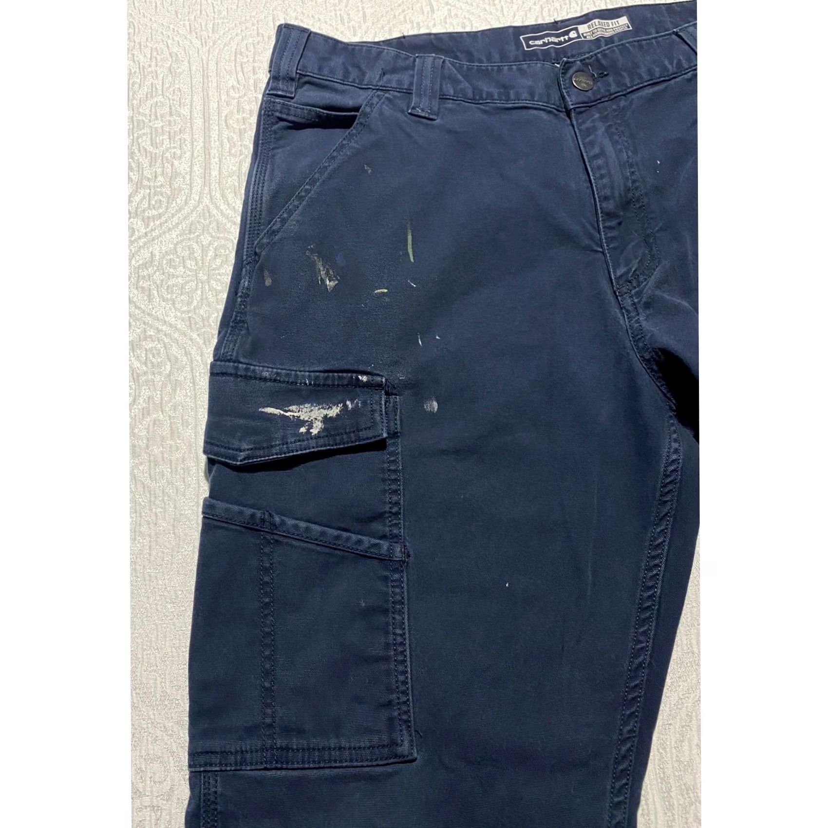 Carhartt Carhartt Mens Rugged Flex Canvas Cargo Work Pants Navy 34x28 BN3574-M Size US 34 / EU 50 - 7 Thumbnail