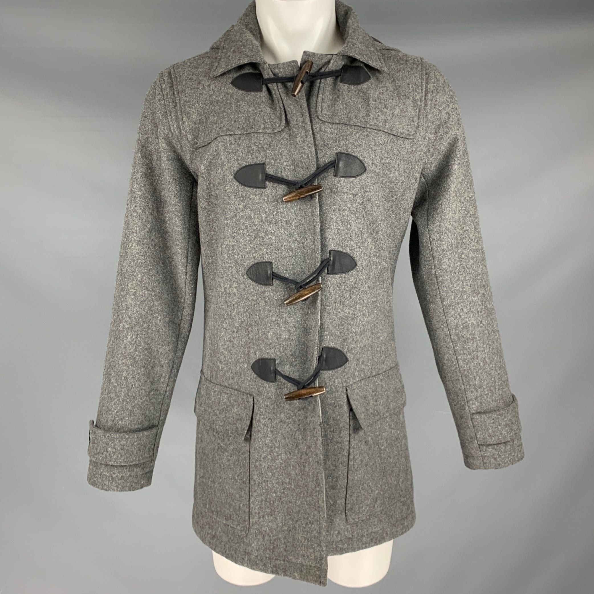 image of Jack London Grey Wool Blend Toggle Hooded Coat, Men's (Size Medium)