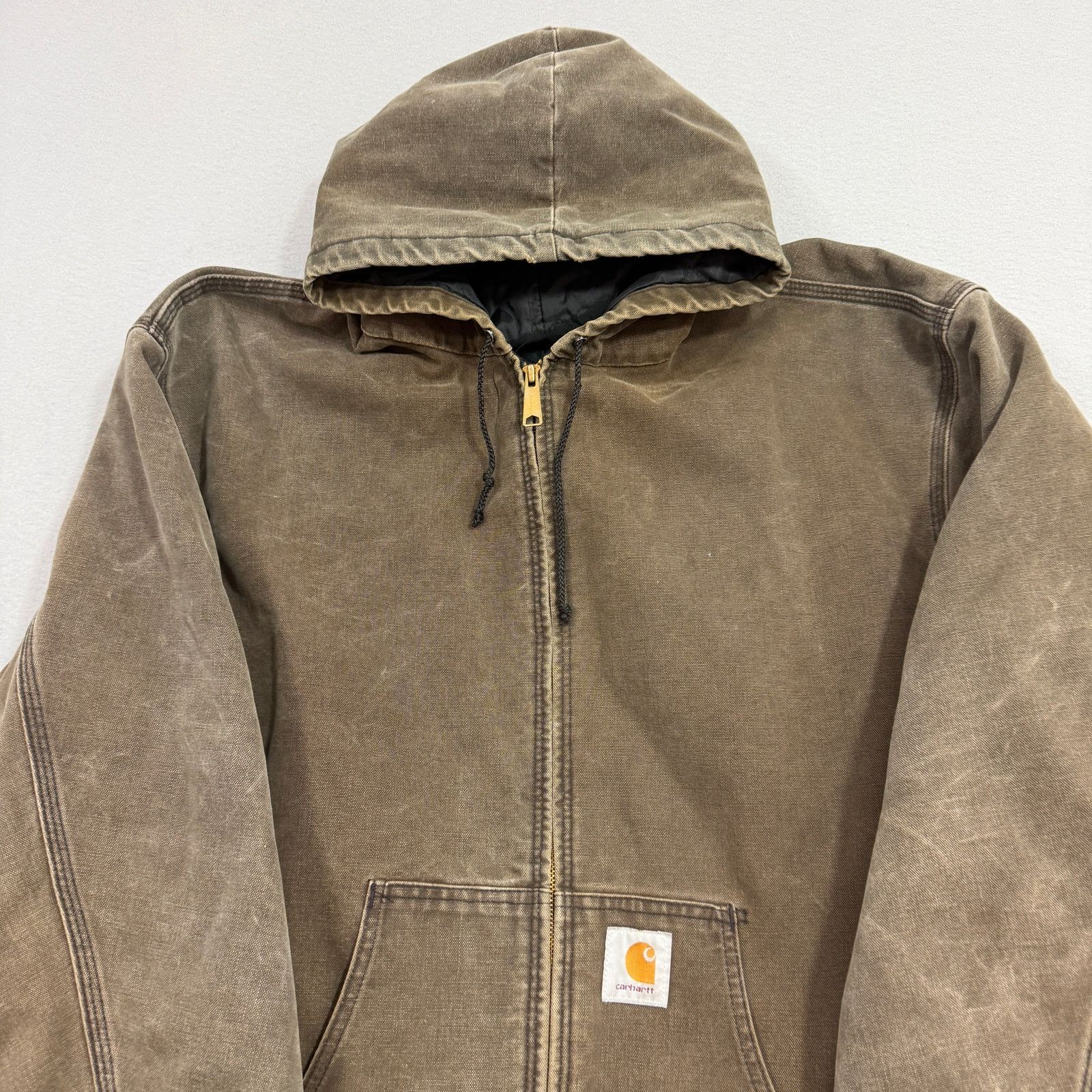 Carhartt Vintage Carhartt Hooded Jacket Extra Large Brown Faded 90s Size US XL / EU 56 / 4 - 3 Thumbnail