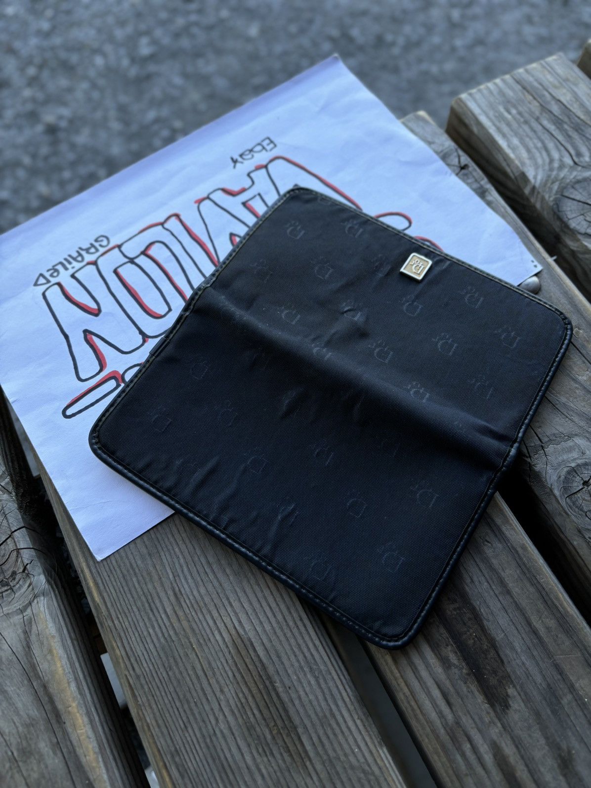 Dior × John Galliano × Vintage 70's Rare France Monogram Leather-Canvas Navy Wallet Clutch Bag Purse Size ONE SIZE - 12 Thumbnail