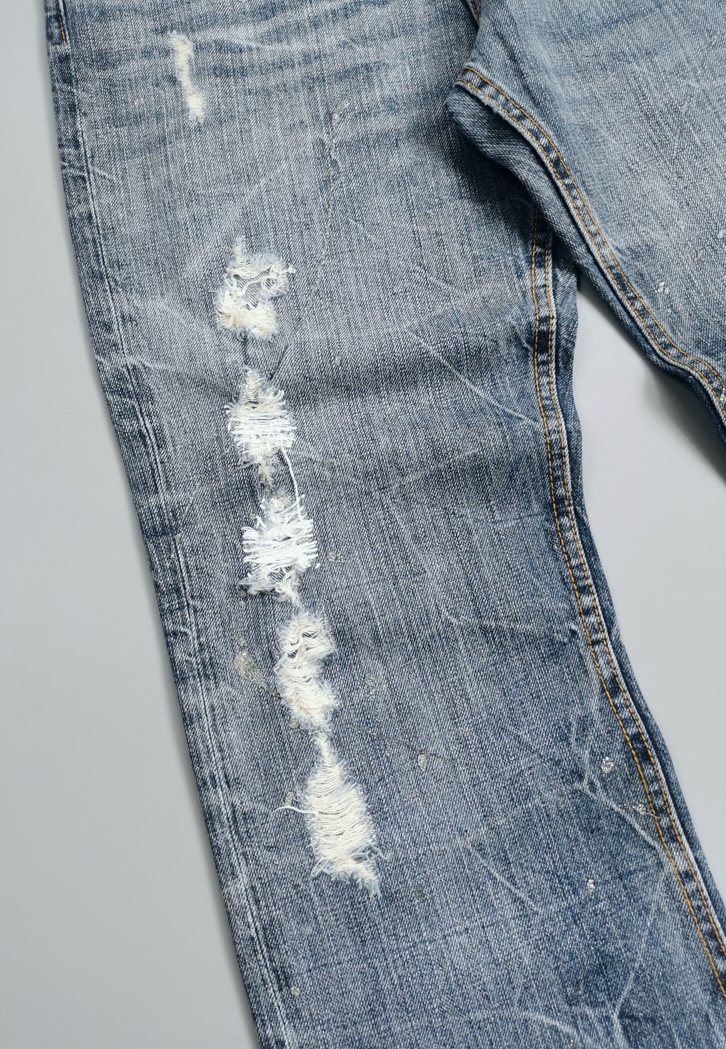 Kapital Distressed Light Wash Flared Denim Jeans Size US 32 / EU 48 - 3 Thumbnail