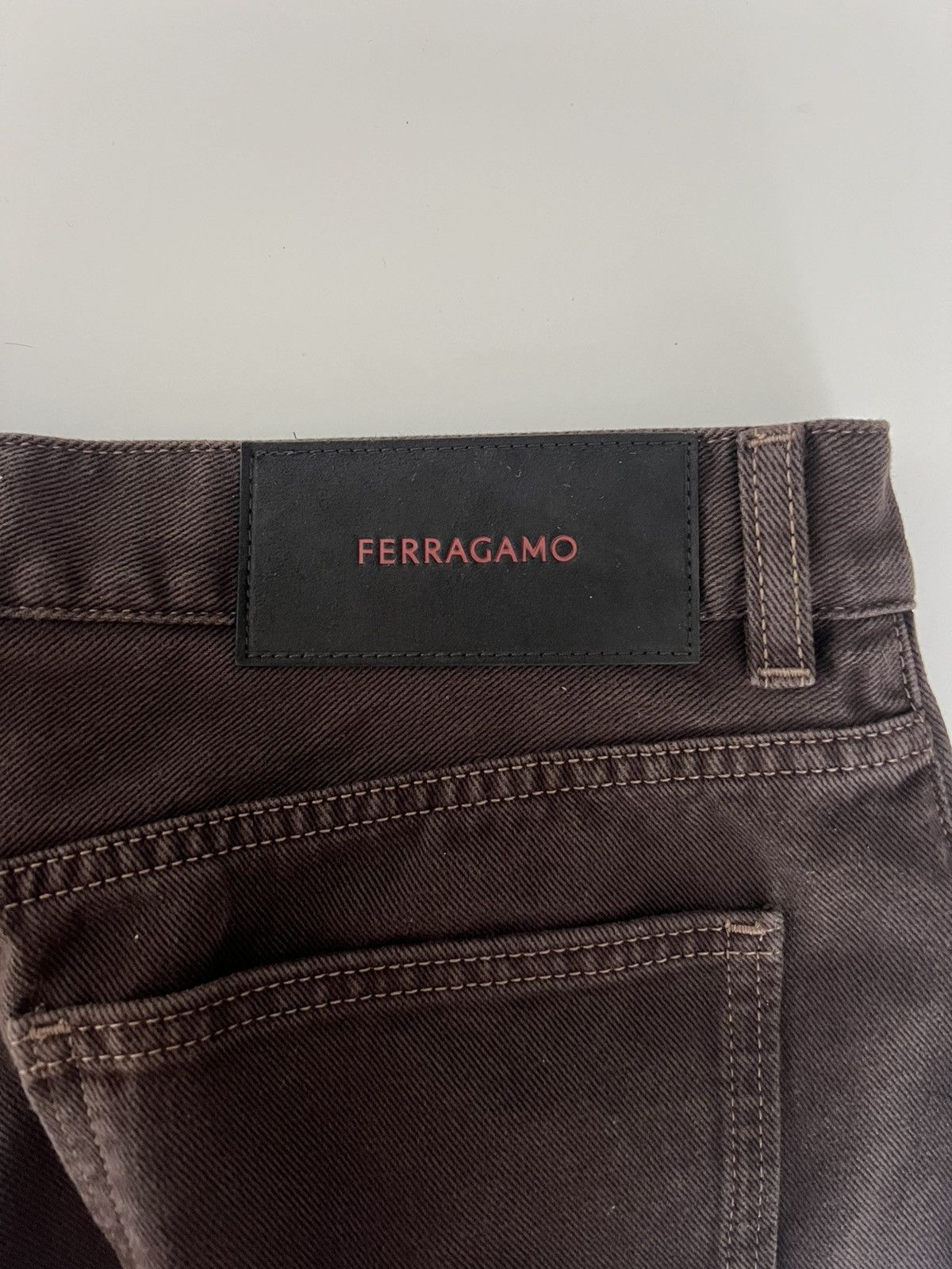 Salvatore Ferragamo $1.1K VALUE Washed Denim Jeans in Brown Size US 32 / EU 48 - 6 Thumbnail