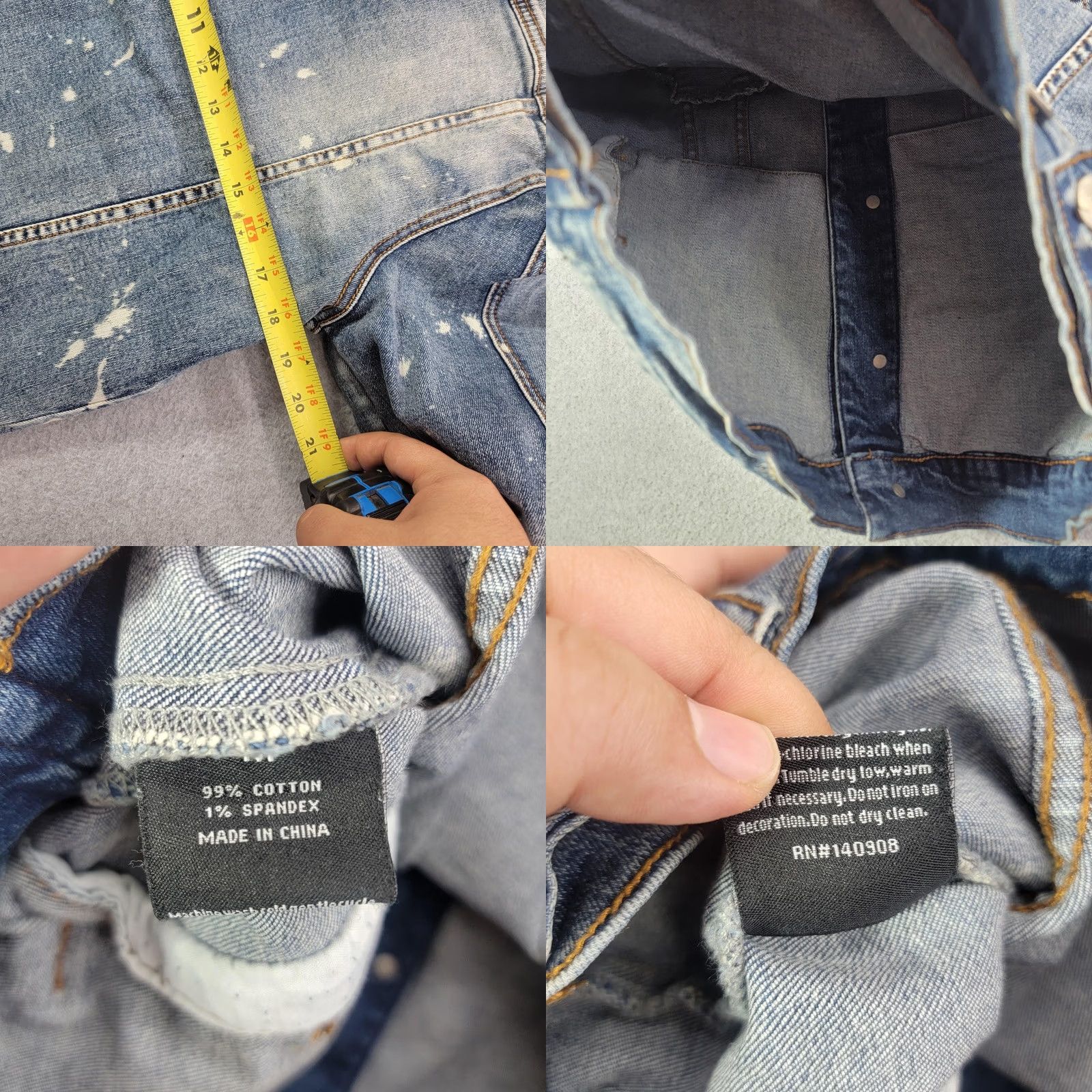 Denime CREATE 2MRW Jacket Mens M Blue Denim Distressed Paint Splatter Reflective CS0612 Size US M / EU 48-50 / 2 - 9 Thumbnail