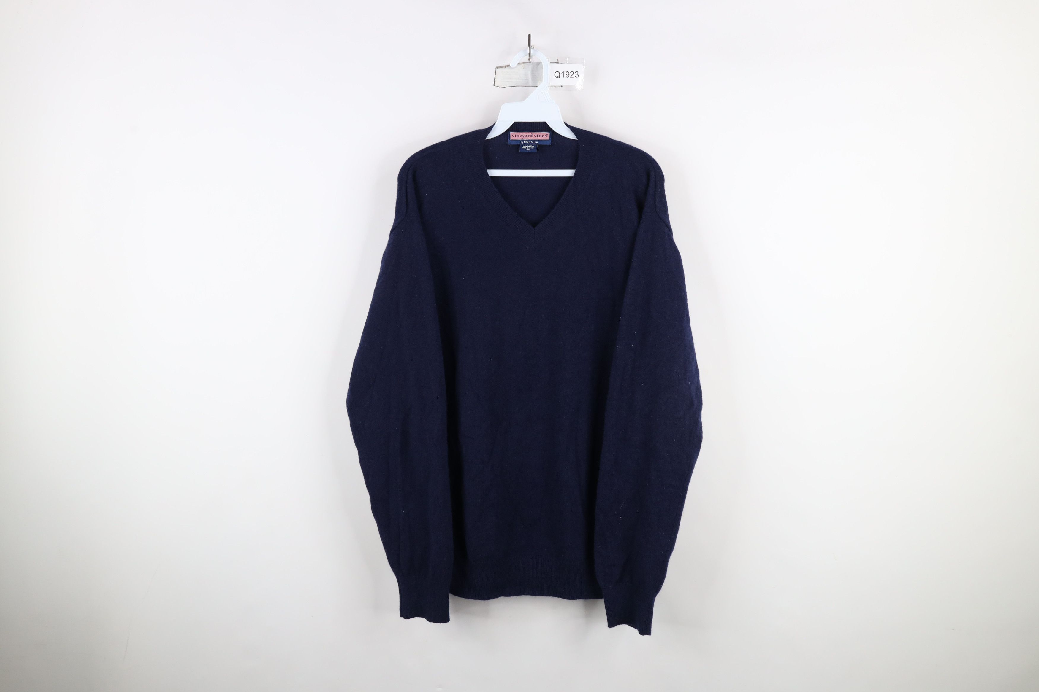Vineyard Vines × Vintage Vineyard Vines Soft Cashmere Knit V-Neck Sweater Navy Blue Size US L / EU 52-54 / 3 - 1 Thumbnail
