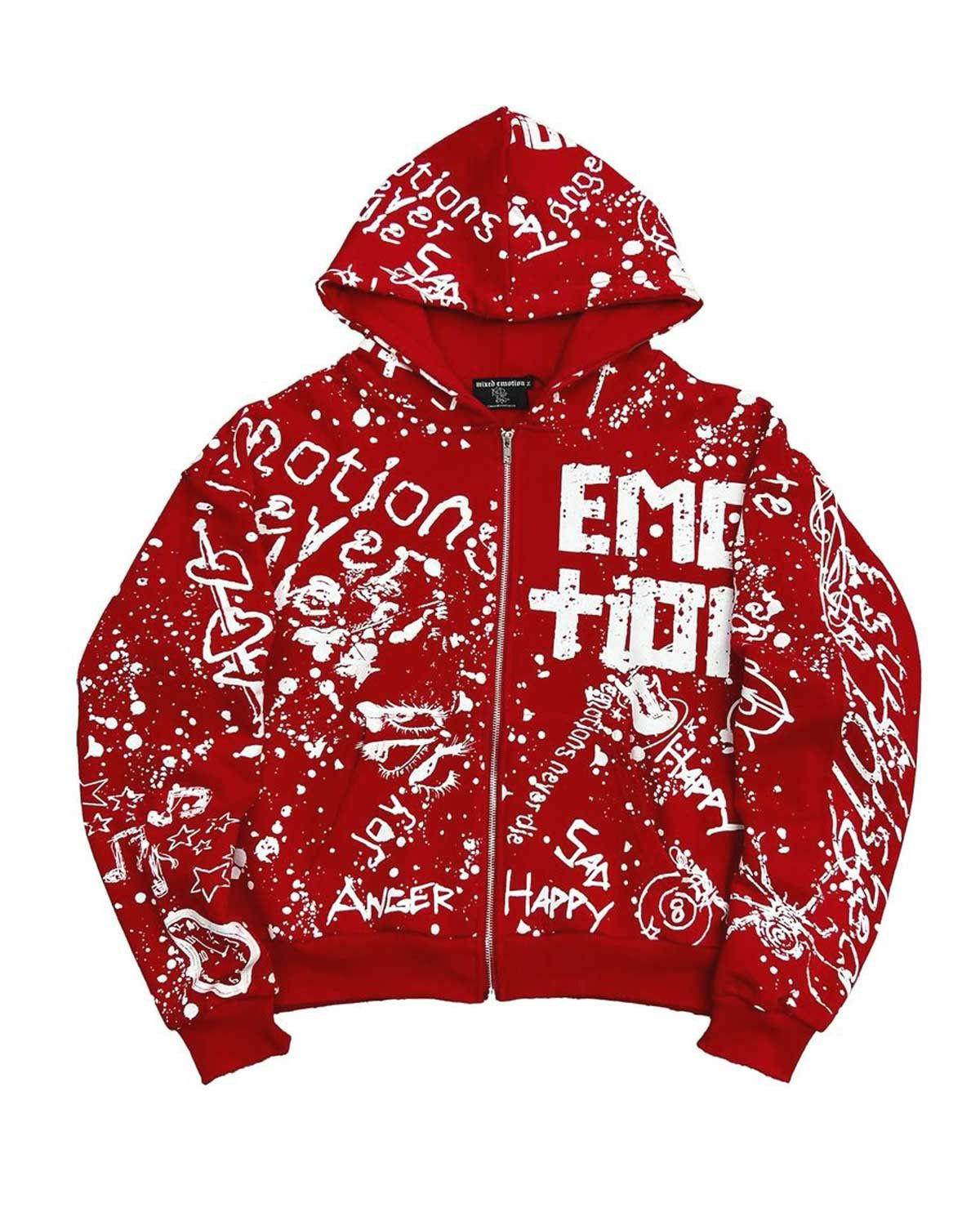Other Mixed Emotions Graffiti Zip Up Hoodie Red Size US L / EU 52-54 / 3 - 1 Thumbnail