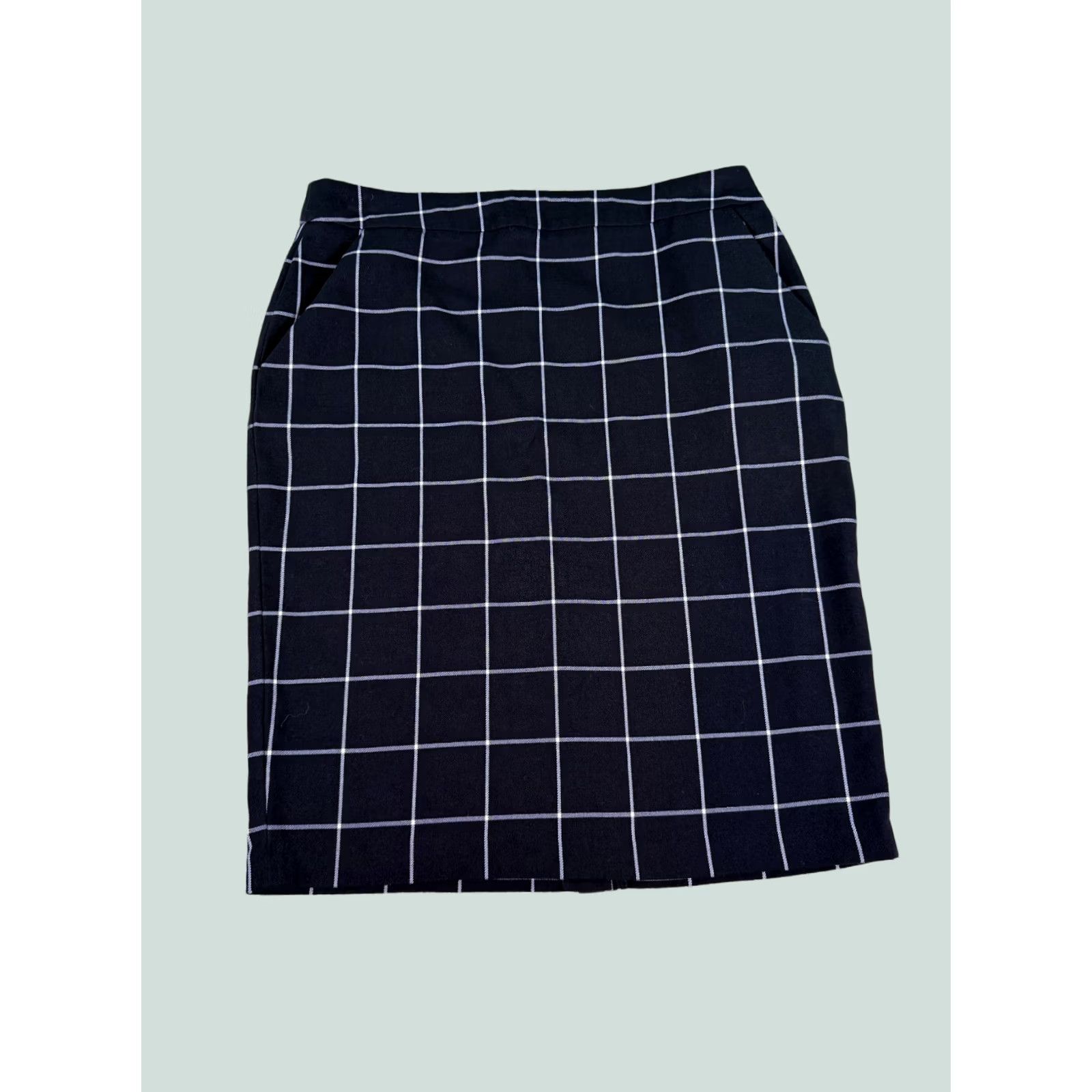 Vintage Kennar Skirt Women's Black Mini Size 8 Windowpane Slit Office Size 30" / US 8 / IT 44 - 1 Thumbnail