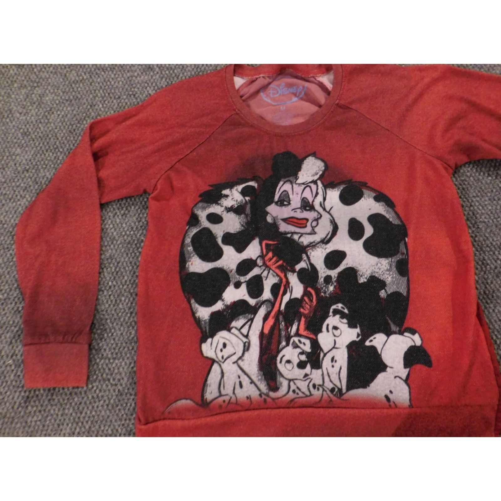 Disney Disney 101 Dalmatians Sweatshirt Womens M Red Pullover Crew Neck Casual Knit Cotton Polyester Stretch Size M / US 6-8 / IT 42-44 - 3 Thumbnail