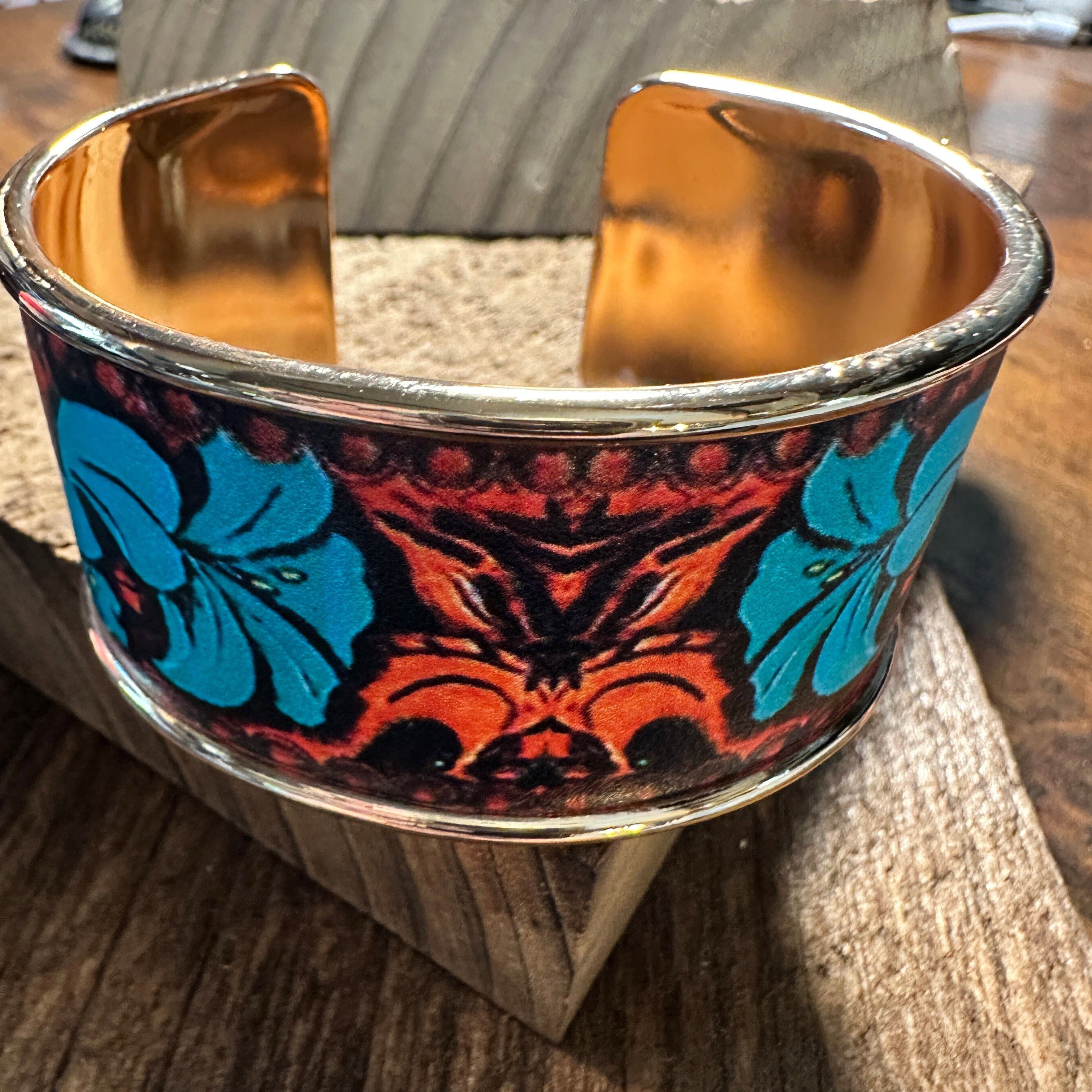 Other Boho Native American Floral Wide Cuff Bangle Bracelet, Ships Size ONE SIZE - 9 Thumbnail