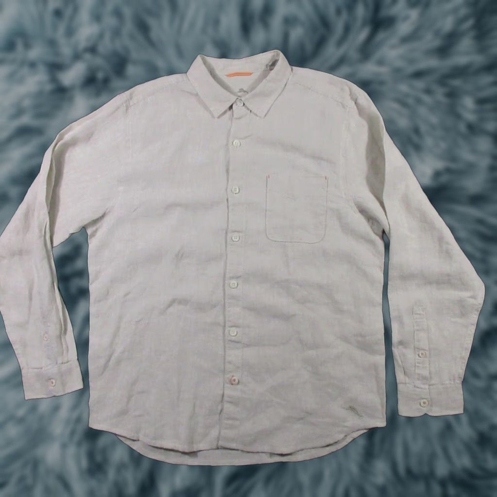 Tommy Bahama Tommy Bahama Linen Shirt Mens L Beige Long Sleeve Flip Cuff Classic Fit Button-Up Beiges Outdoor, Casual, Travel, Summer, 90s? Size US L / EU 52-54 / 3 - 1 Thumbnail