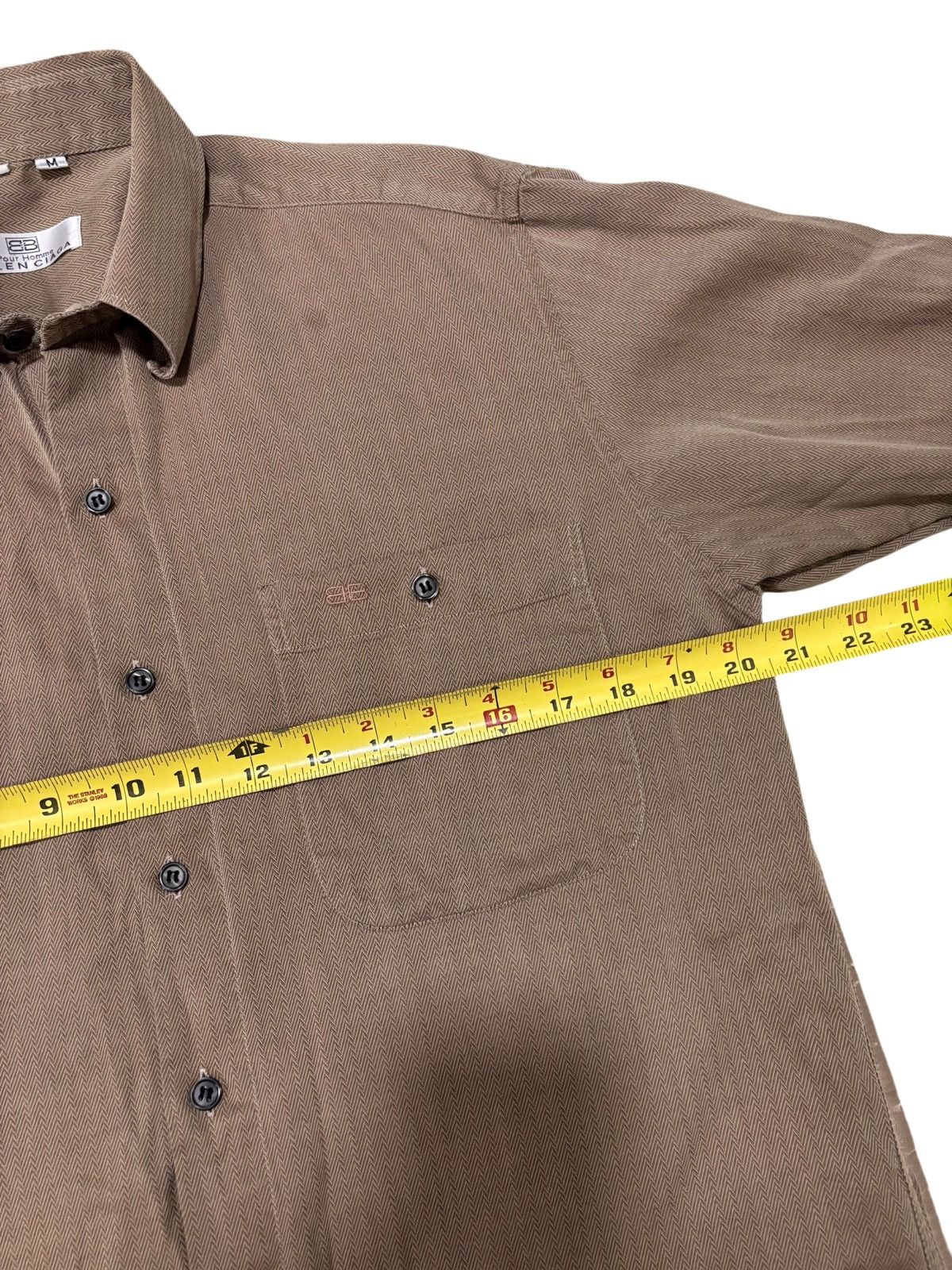 Balenciaga Vintage 90s Balenciaga Khaki Shirt Button Up LS Double B Med Size US M / EU 48-50 / 2 - 8 Thumbnail