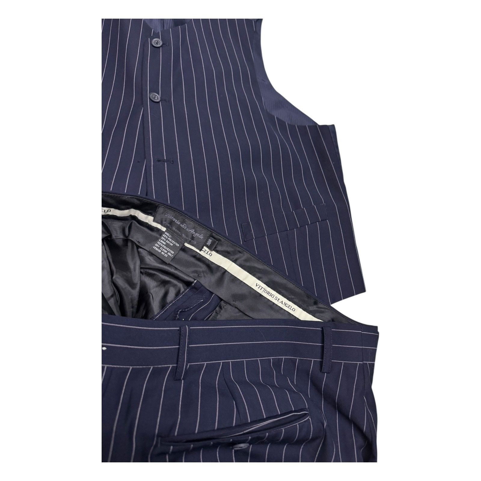Other VITTORIO ST ANGELO Pinstripe Designer 3-Piece Suit 44R Size 44R - 5 Thumbnail