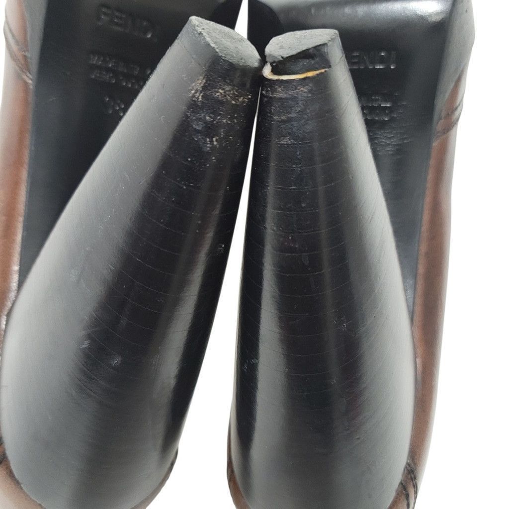 Fendi FENDI Authentic Women Open Toe Block Heel Shoes Brown EU 38 Size US 7 / IT 37 - 14 Thumbnail