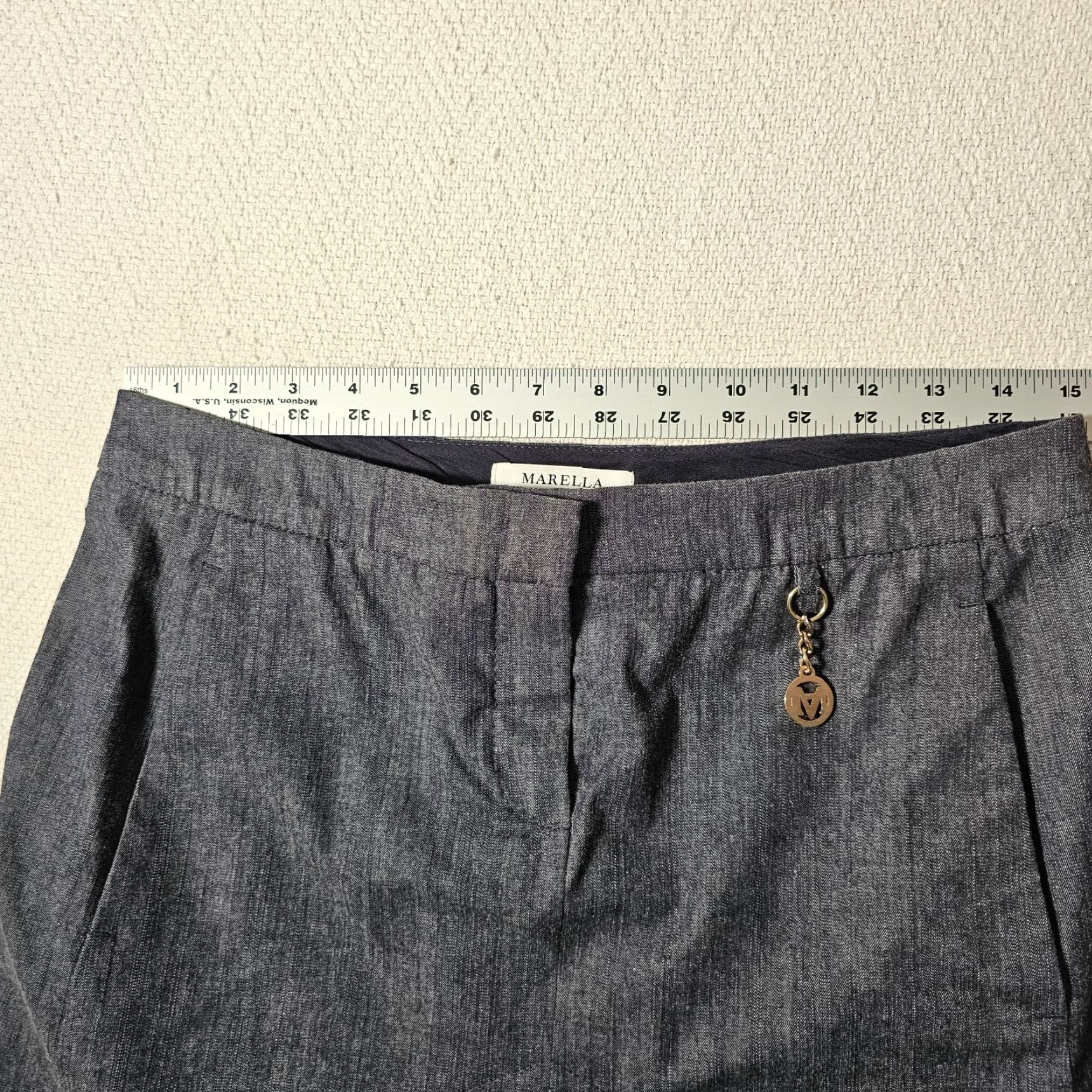 Marella MARELLA Skirt Women Regular Straight Pencil Short 4 Heather Blue Stretch Rayon 19.5in 30in Waist Casual Summer Spring Vintage: No Size 27" / US 4 / IT 40 - 3 Thumbnail