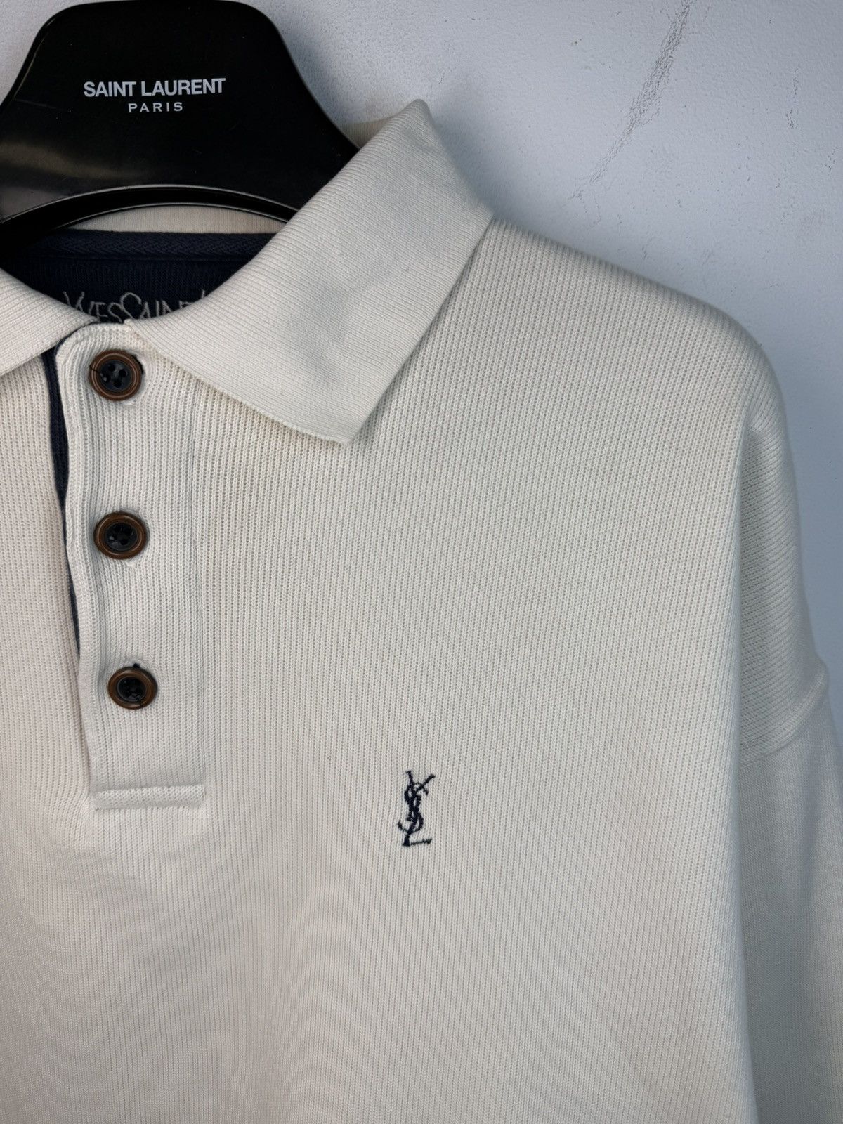 Yves Saint Laurent 90s YSL Sweatshirt White/Sweater Vintage Quarter Zip Up Size US XL / EU 56 / 4 - 21 Thumbnail