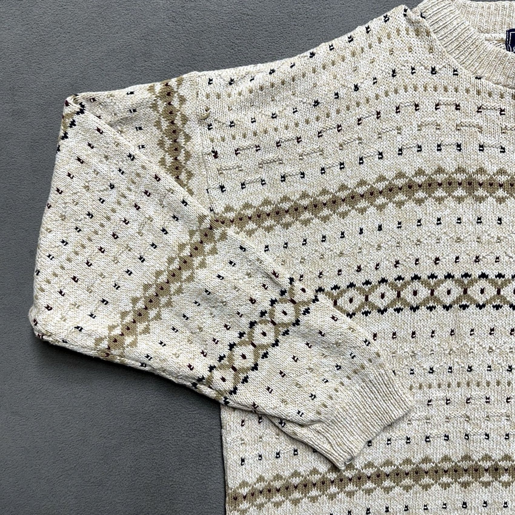 Vintage Vintage Peconic Bay Traders Sweater Mens Medium Geometric Knit Beige USA GUC Size US M / EU 48-50 / 2 - 7 Thumbnail