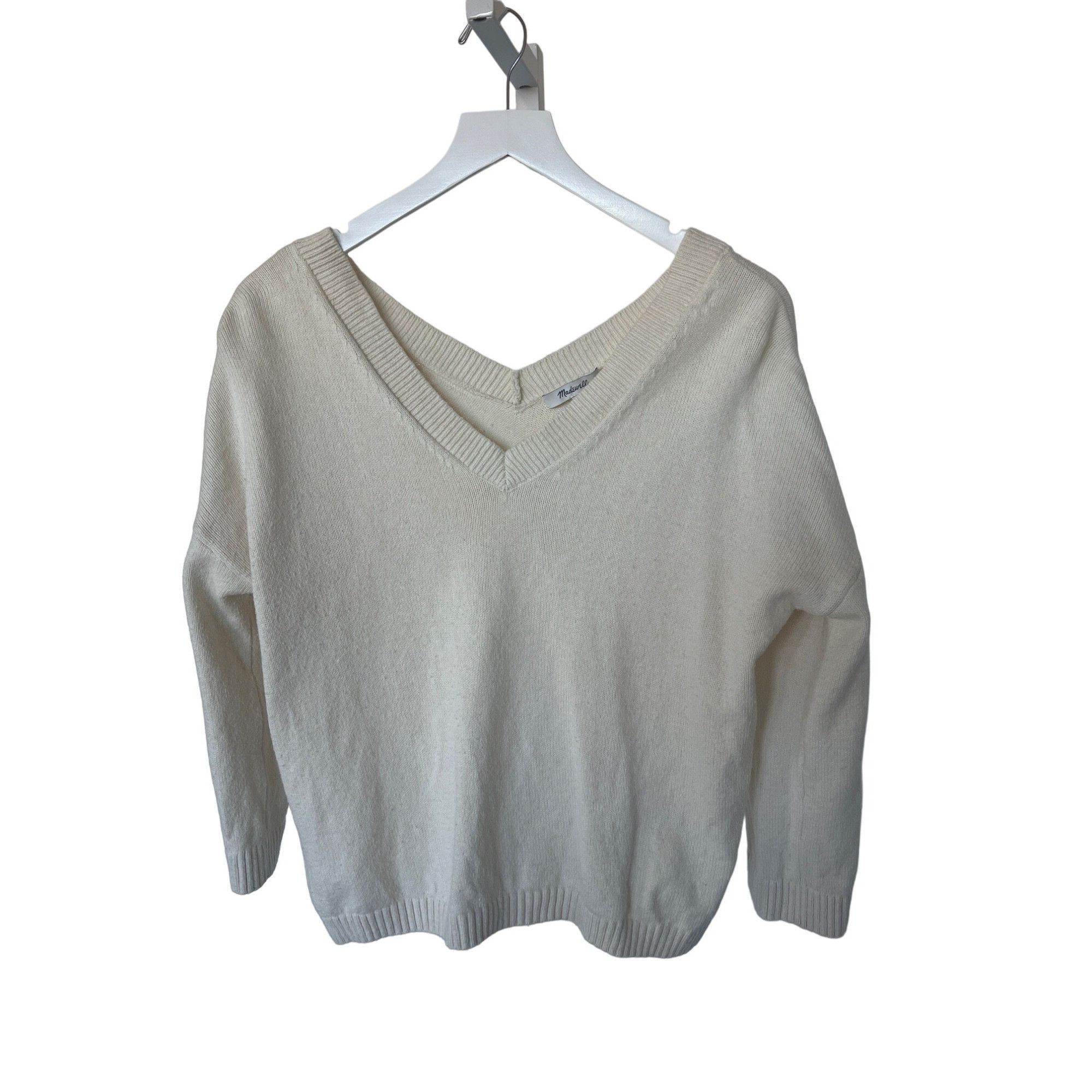 Madewell Madewell Ivory V-Neck Sweater Size S / US 4 / IT 40 - 2 Thumbnail