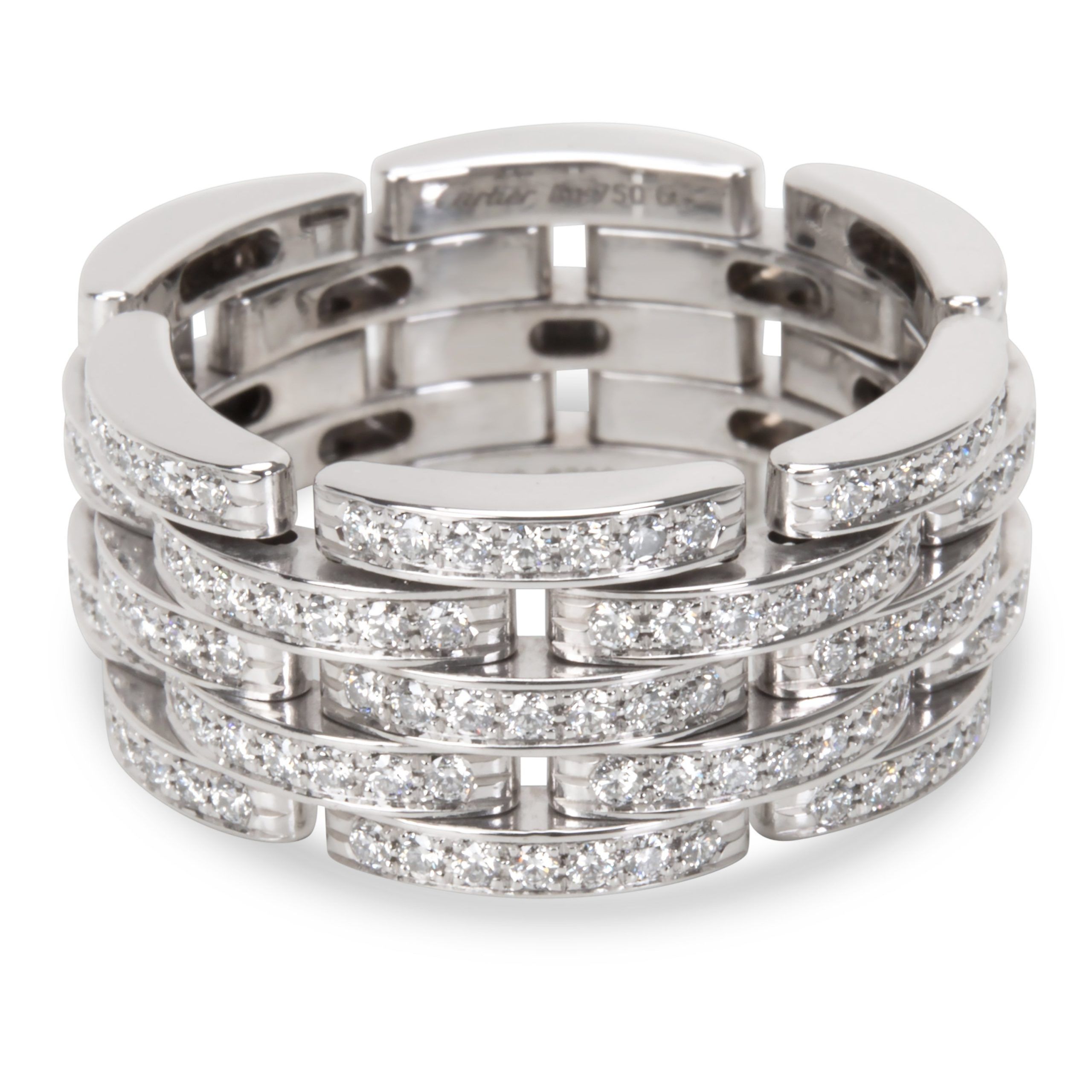 Cartier Diamond Maillon Panthere Ring in 18K White Gold 1.26 CTW