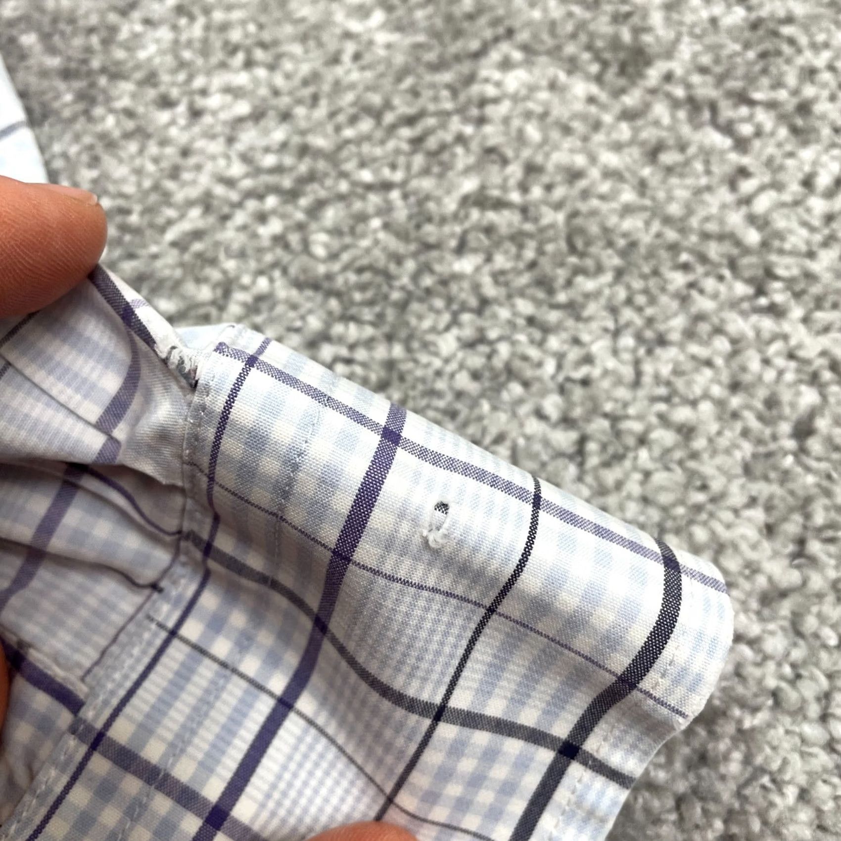 Vintage Kirkland Signature Traditional Fit Non Iron Dress Shirt Blue Plaid Mens Large Size 42R - 5 Thumbnail