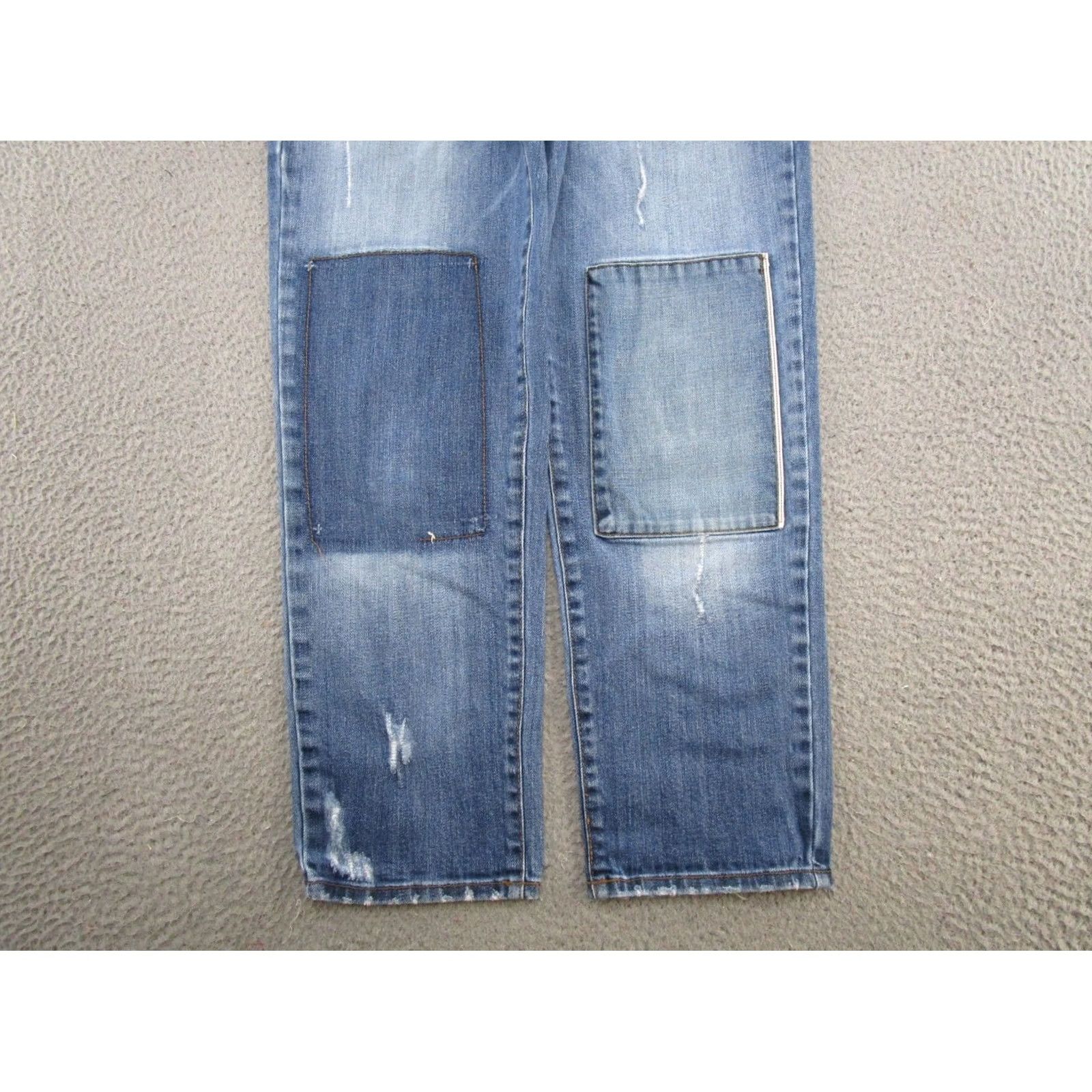 Doublet GjG Women’s Distressed Jeans Junior Size 11 Straight Mid Stretch Denim Blue 5-Pocket Design Vintage: No Adults Womens Size 32" / US 10 / IT 46 - 2 Thumbnail