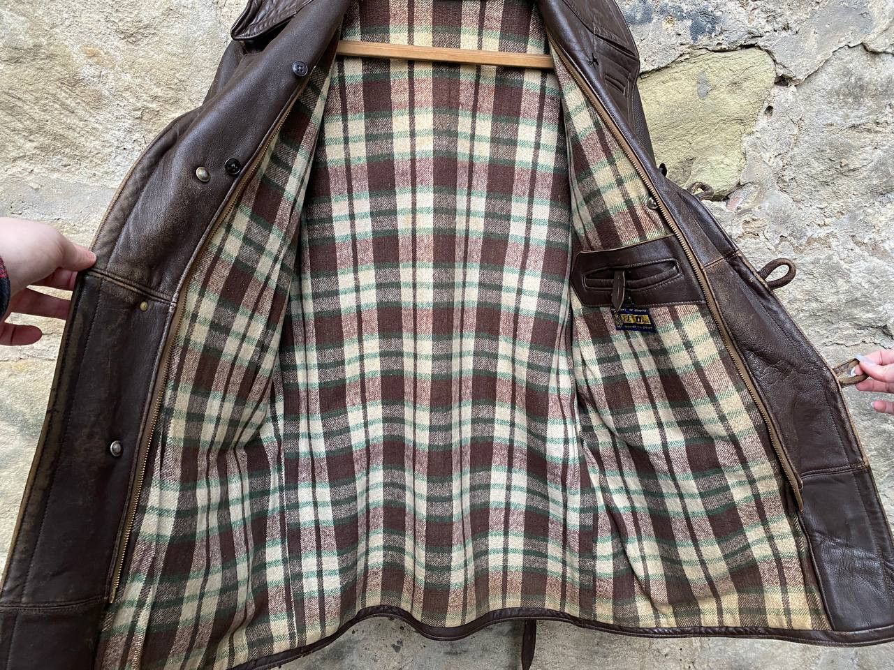 Vintage Retro 30s 40s Brown French BARNSTORMER Leather Coat Size US L / EU 52-54 / 3 - 21 Thumbnail
