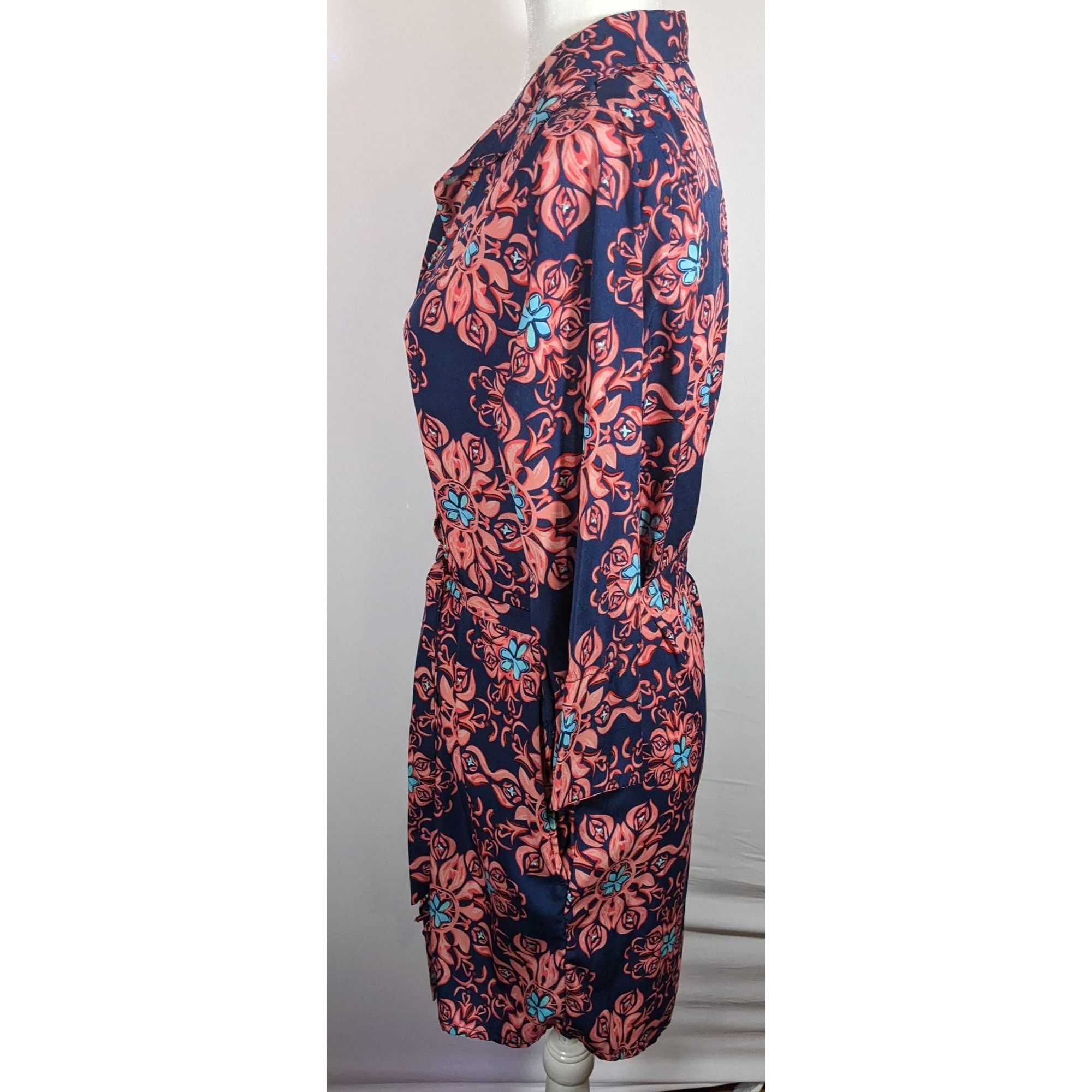 Other Modaposa Carlotta Belted Blue And Pink Floral Dress Size S / US 4 / IT 40 - 12 Thumbnail