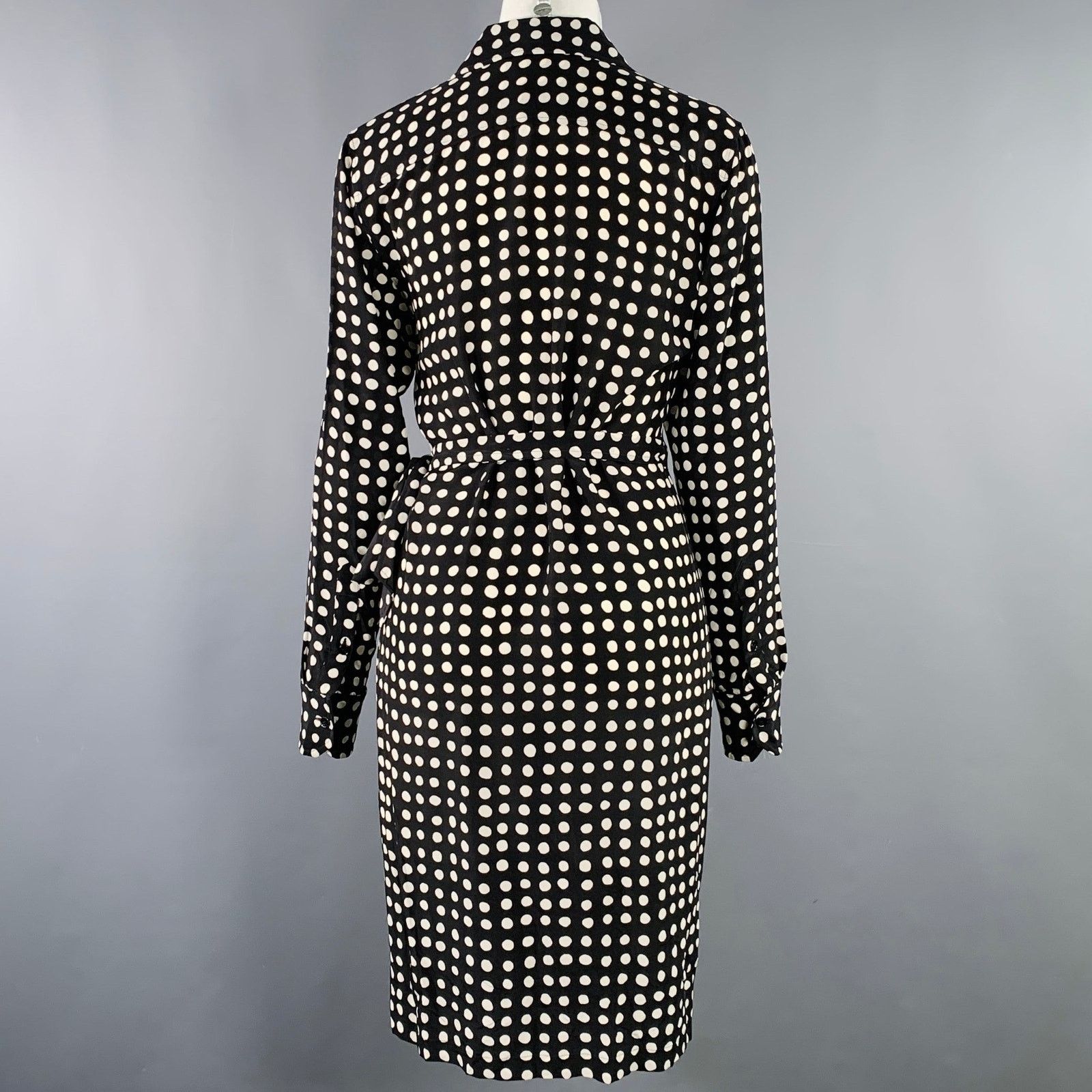 Max Mara MAX MARA Size 4 Black White Silk Polka Dot Wrap Dress Size S / US 4 / IT 40 - 4 Thumbnail