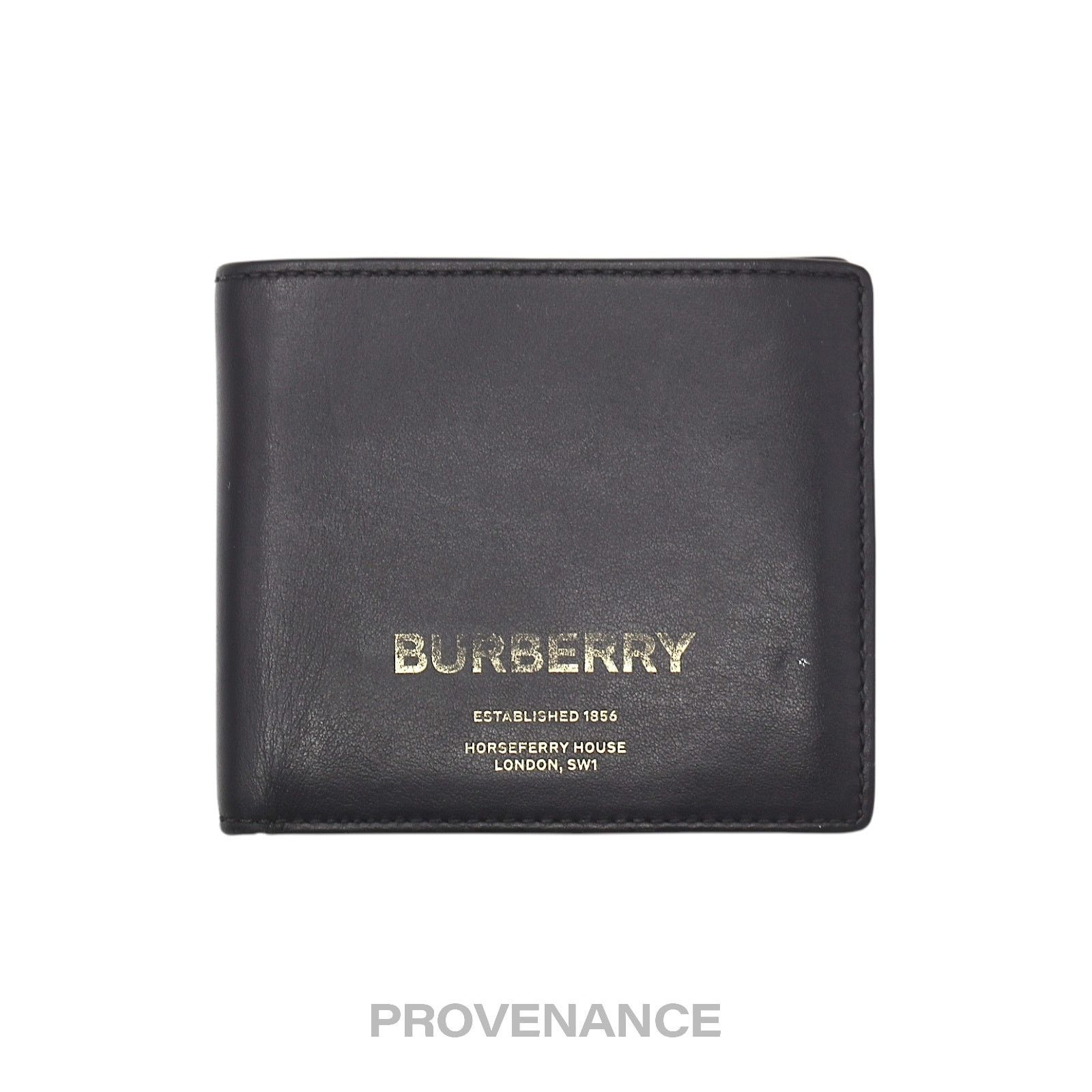 Burberry 🔴 Burberry Address Logo Bifold Wallet - Black Leather Size ONE SIZE - 1 Thumbnail