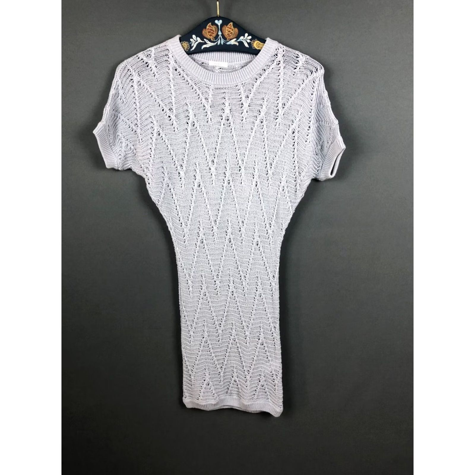 Malo Malo Knit Tunic Blouse Gray XS Women Cotton Cashmere Crew Neck Cap Sleeve Ribbed Hem Casual Vintage: No Size XS / US 0-2 / IT 36-38 - 2 Thumbnail
