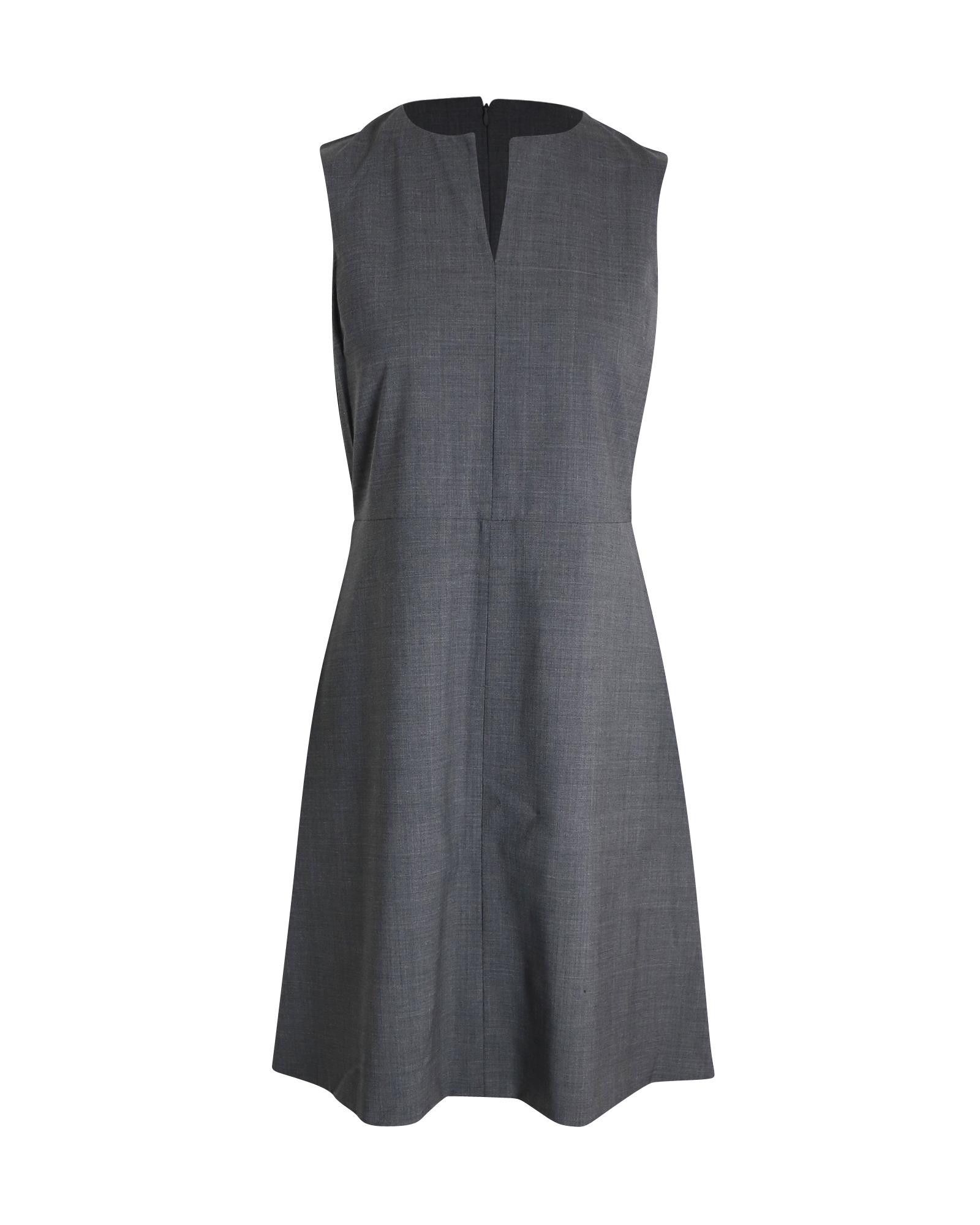 image of Theory Flared Grey Wool Dress, Women's (Size Small)