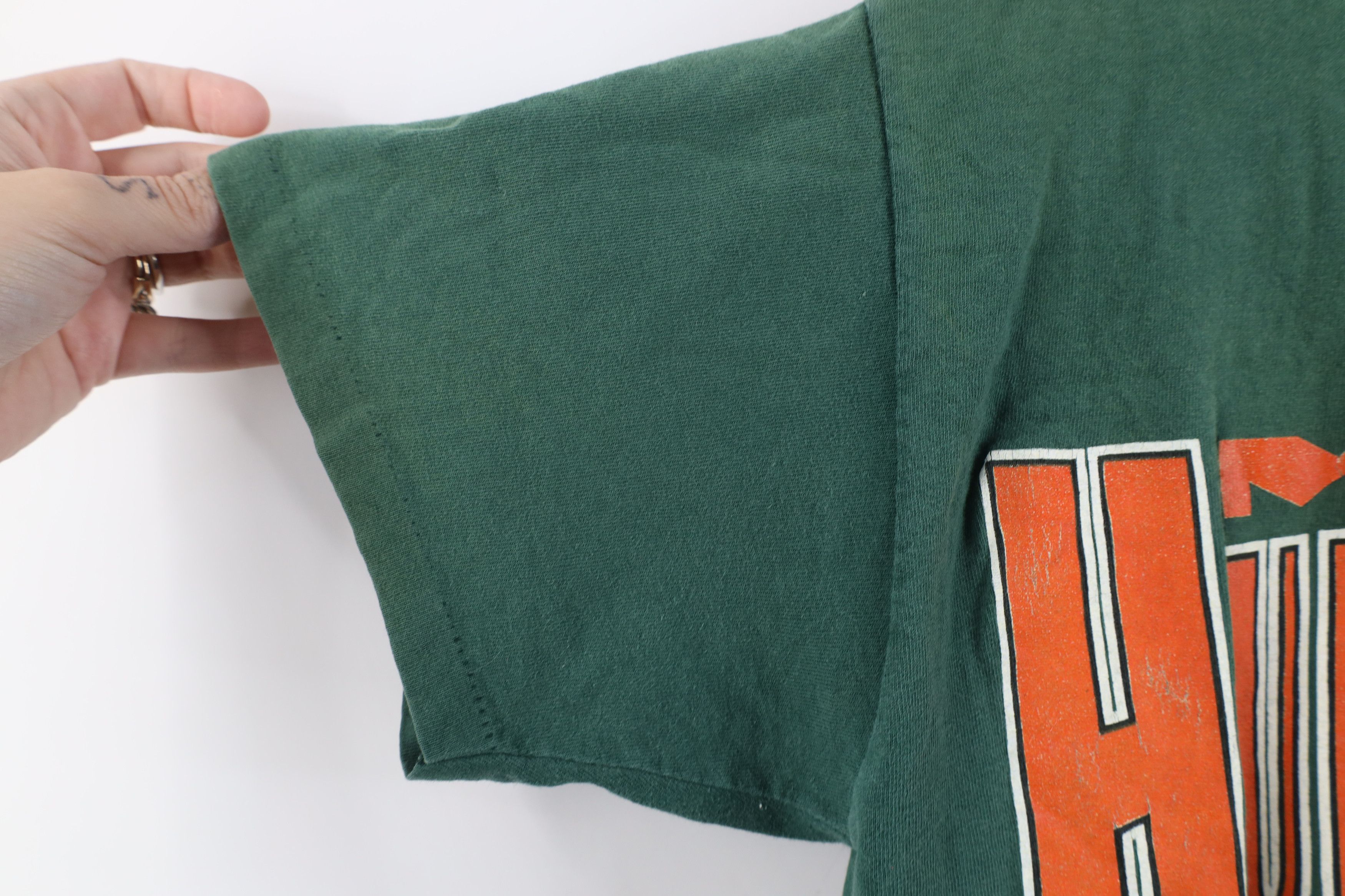 Vintage Vintage 90s Spell Out University of Miami T-Shirt Green USA Size US M / EU 48-50 / 2 - 8 Thumbnail