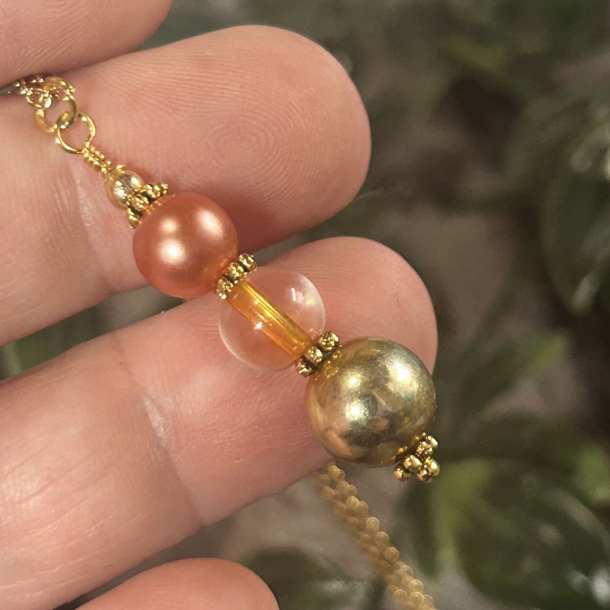 Handmade Handcrafted vintage bead drop pendant on chain necklace Size ONE SIZE - 1 Thumbnail