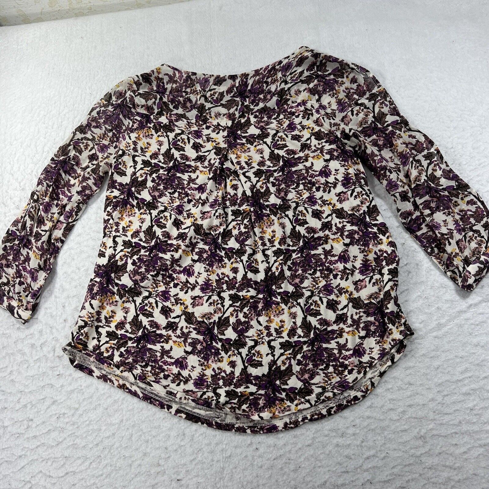Lucky Brand Lucky Brand Purple Floral Cold Shoulder Layered Top Size XS / US 0-2 / IT 36-38 - 9 Thumbnail