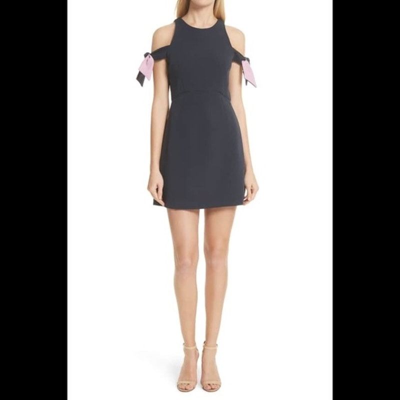 MILLY Milly $450 Madison Navy Blue Bow Detail A-line Dress SZ 8 Size M / US 6-8 / IT 42-44 - 1 Thumbnail