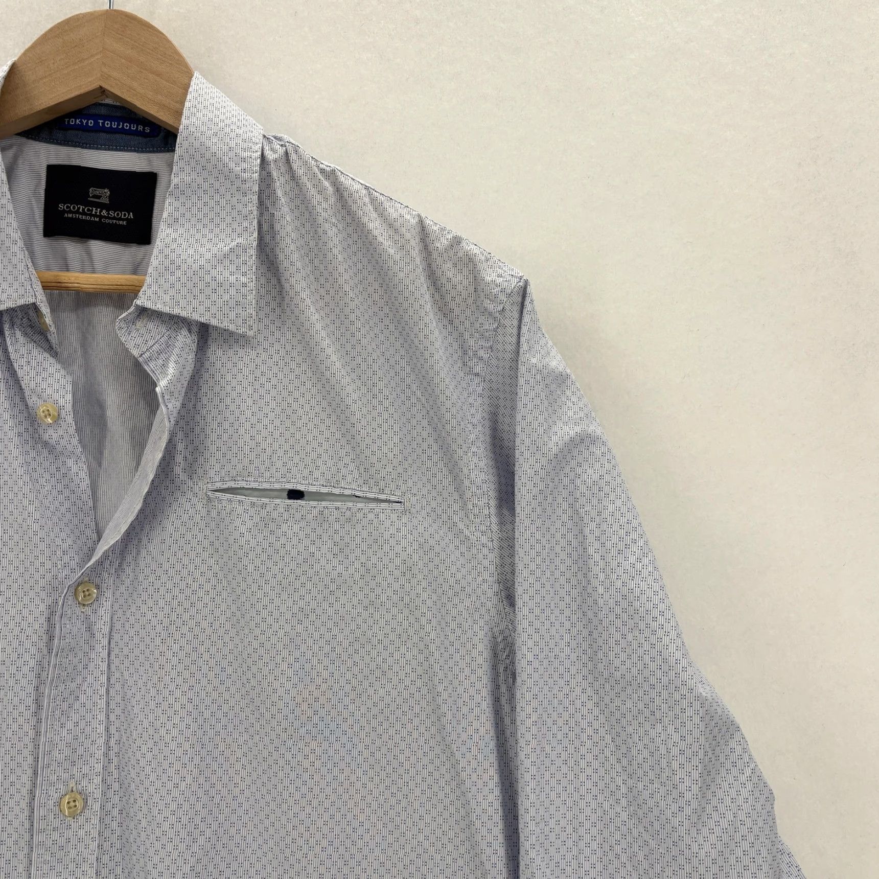 Scotch & Soda Scotch & Soda Shirt Mens Medium Blue Micro Stripe Long Sleeve Button Up Casual Size US M / EU 48-50 / 2 - 2 Thumbnail