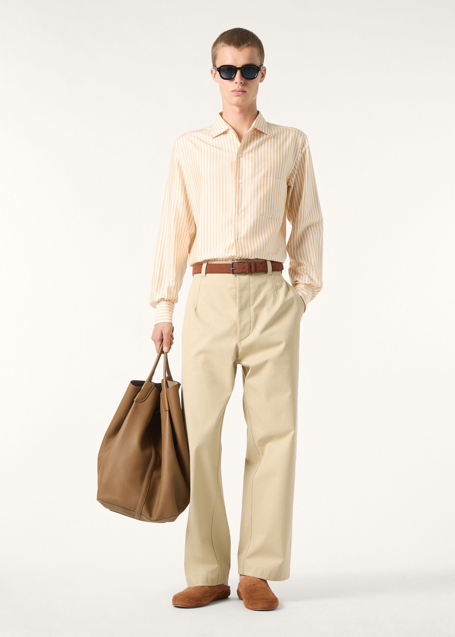 Loro Piana os11x0326 FAQ9950 André Shirt in Ivory/Peach Stripes Size US S / EU 44-46 / 1 - 2 Thumbnail