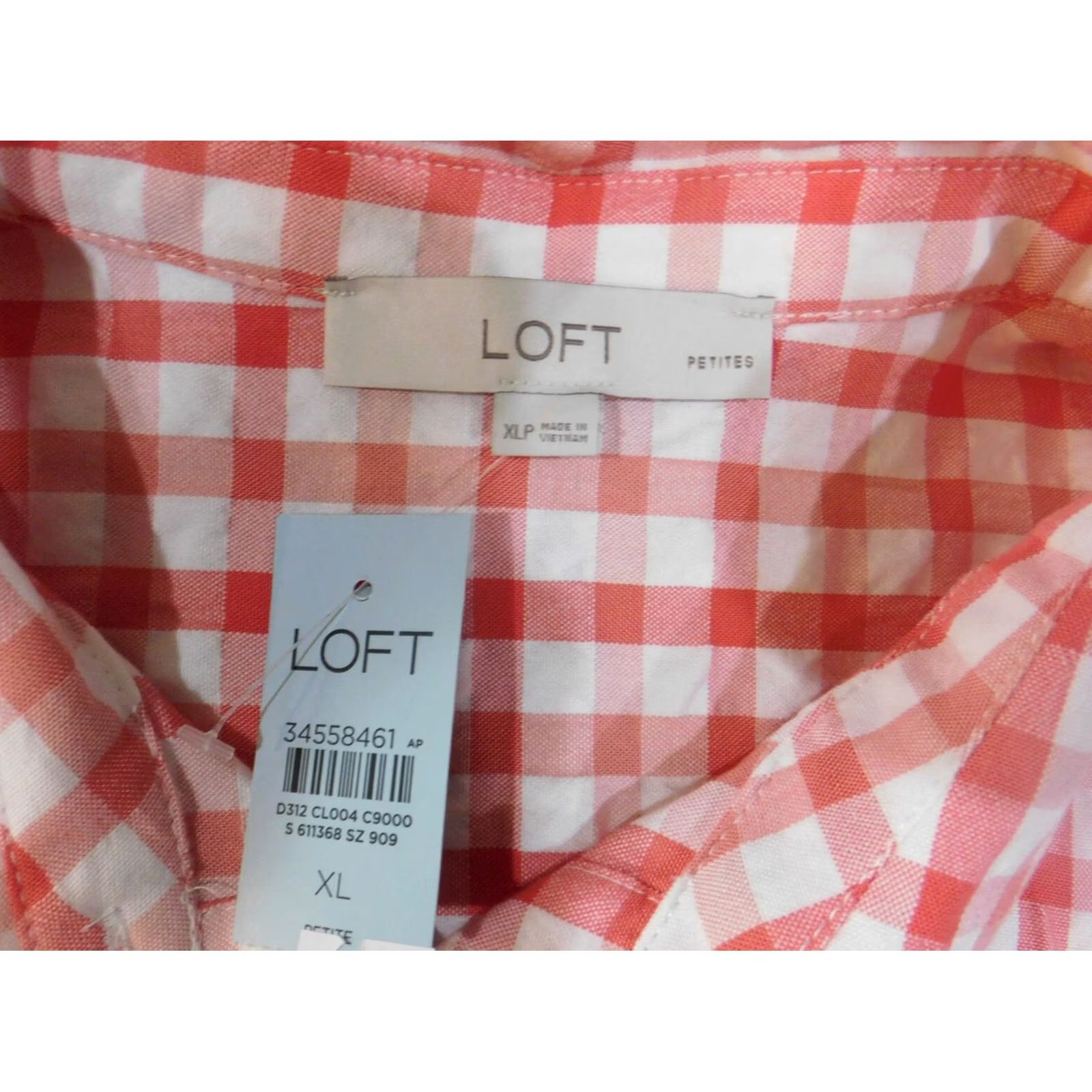 Ann Taylor Loft Petite Top pink plaid button up womens rayon polyester casual XSXL? Size XL / US 12-14 / IT 48-50 - 5 Thumbnail