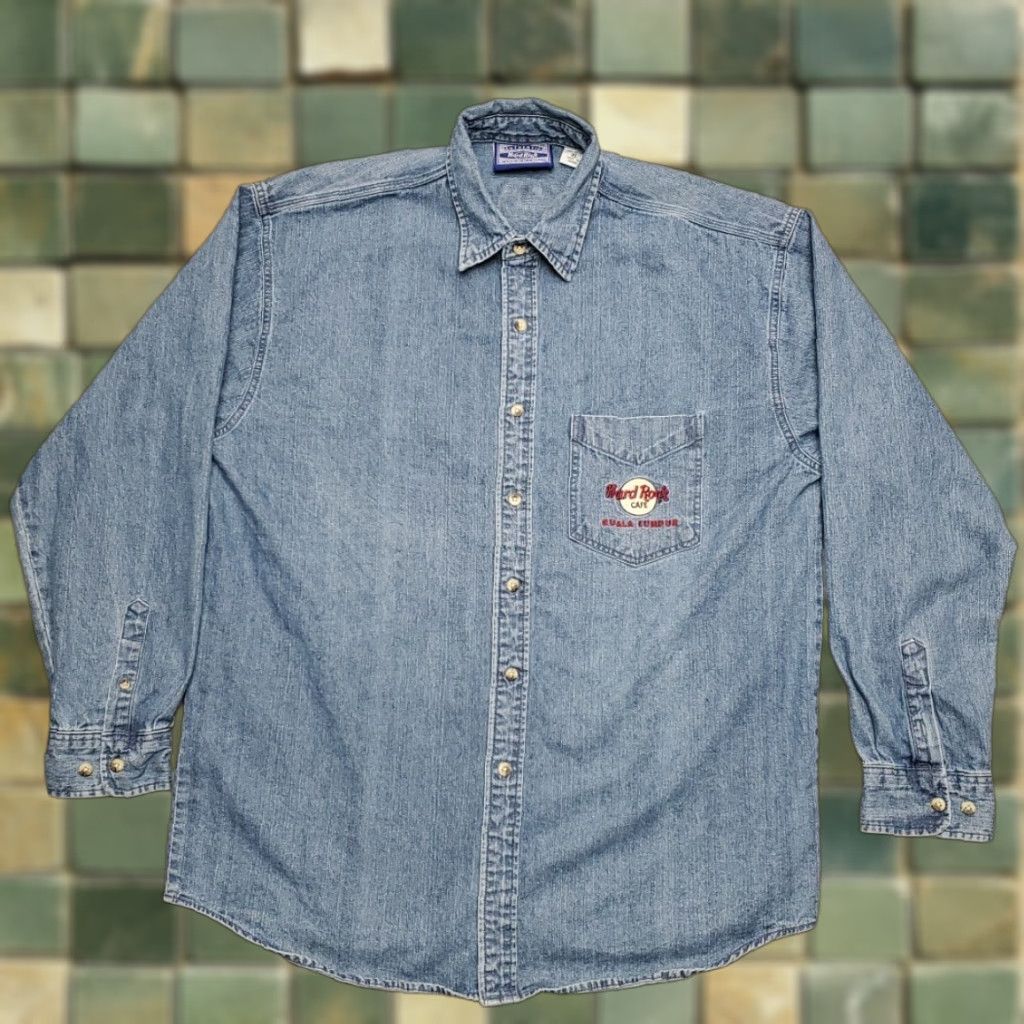 Hard Rock Cafe VINTAGE Hard Rock Cafe Shirt Mens XL Blue Denim Kuala Lumpur 90s Y2K Classic Size US XL / EU 56 / 4 - 1 Thumbnail