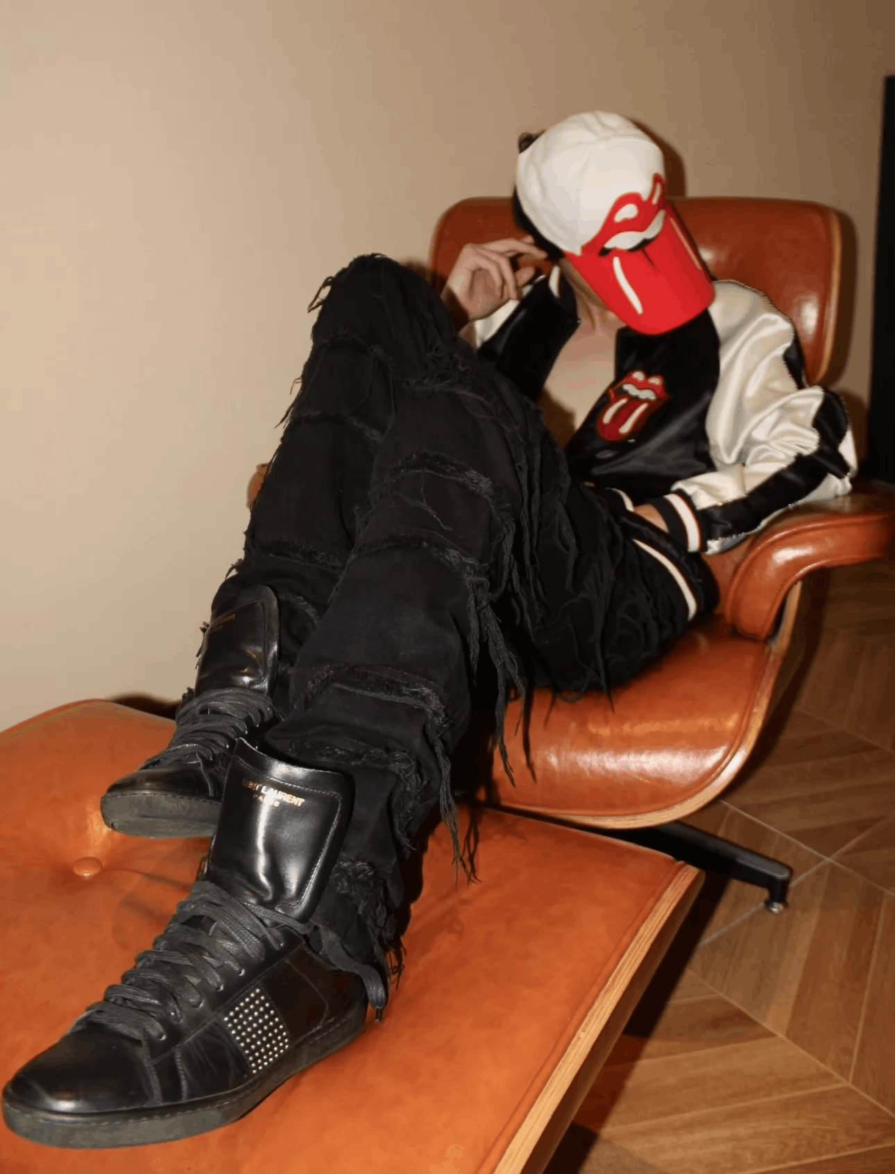 Saint Laurent Paris SLP 13ss Blackout Oil Leather High Top Rivet Skate Size US 6.5 / EU 39-40 - 8 Thumbnail