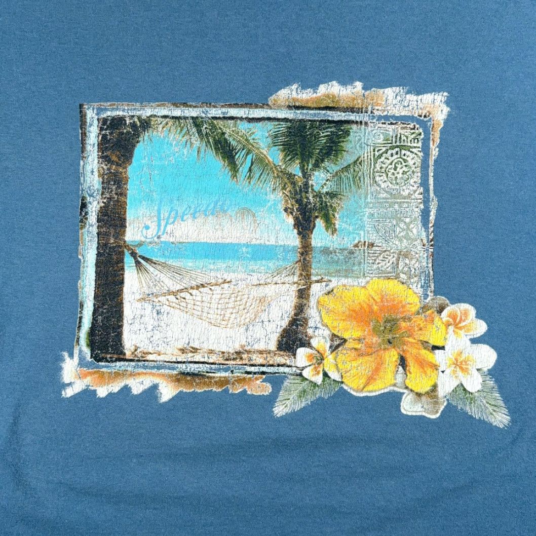 Speedo VINTAGE Speedo Shirt Adult LARGE Blue Beach Hammock Tropical Palm Flower Y2K Size US L / EU 52-54 / 3 - 4 Thumbnail